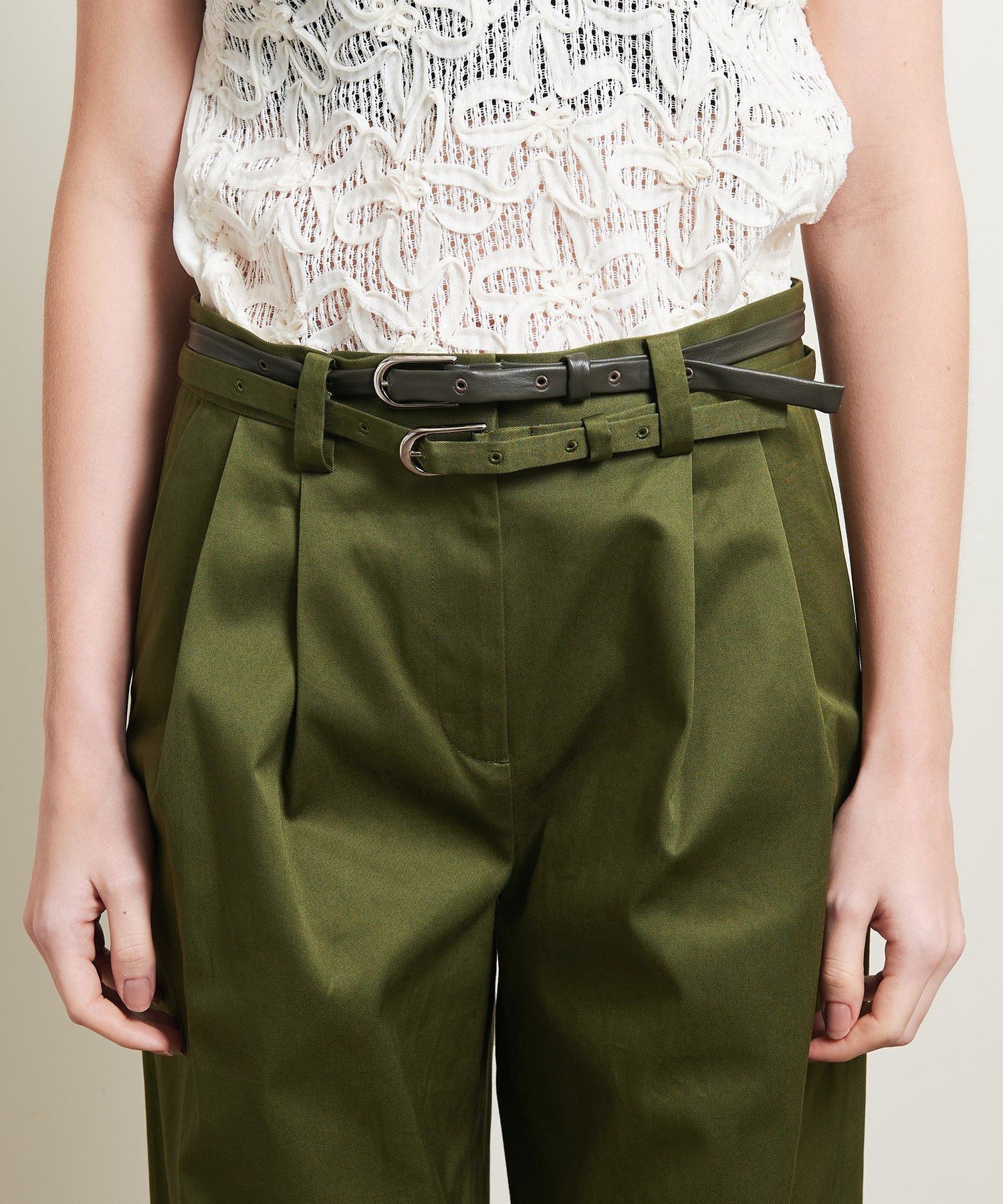 新品未使用ATTISESSIONベルト 2タック ストレート パンツ/NAVY セール】＜ATTISESSION＞ベルト 2タック ストレート パンツ 2（その他