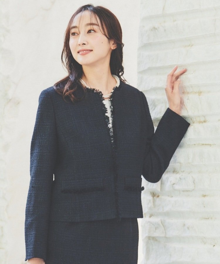 UNTITLED｜【入卒/セレモニー/通勤】ラメツイード ノーカラー