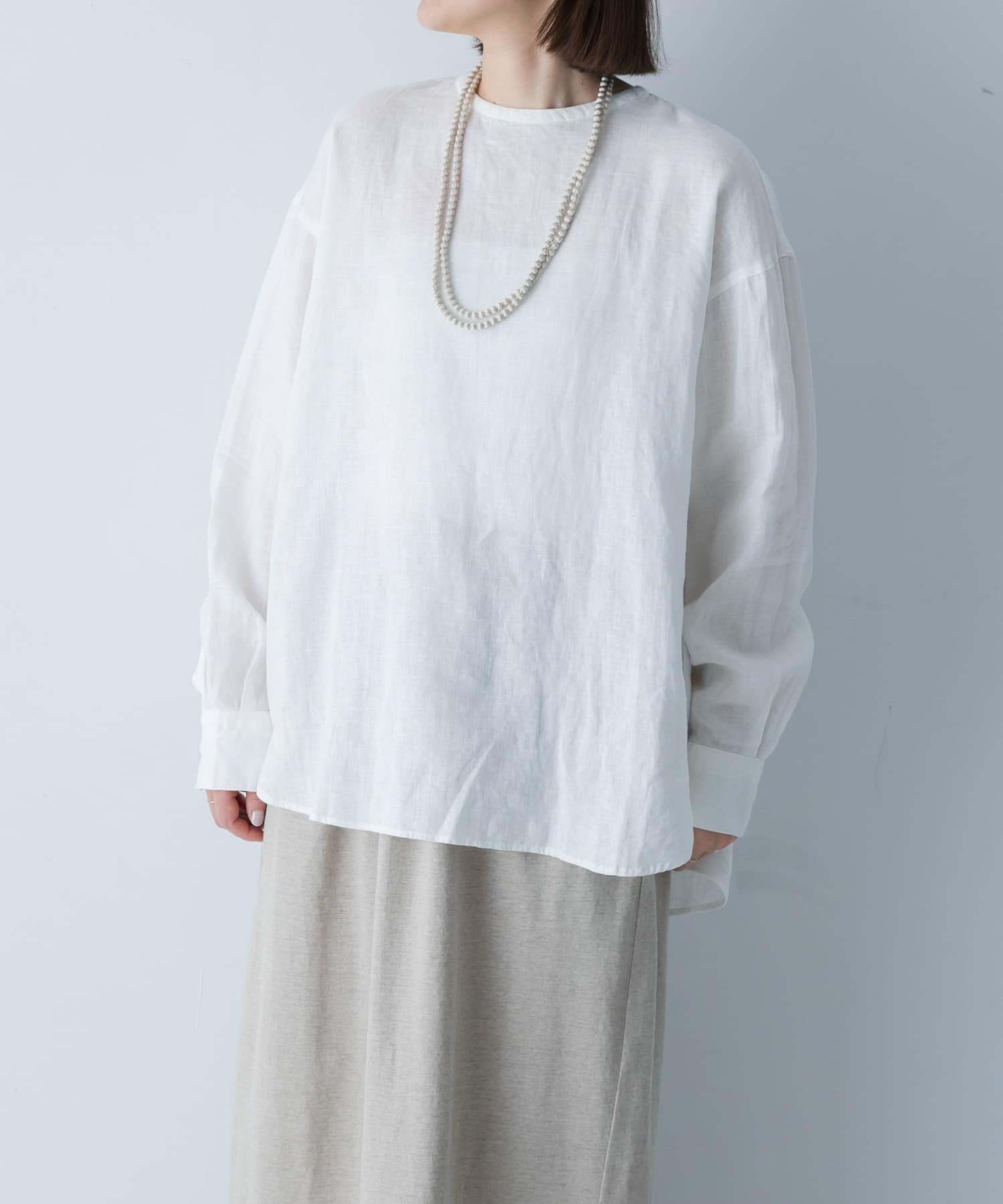 かぐれ｜リネンクルーネックプルオーバー | Rakuten Fashion(楽天