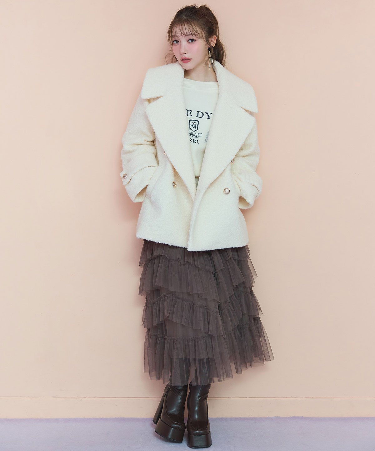 REDYAZEL｜ボアダブルミドルコート | Rakuten Fashion(楽天