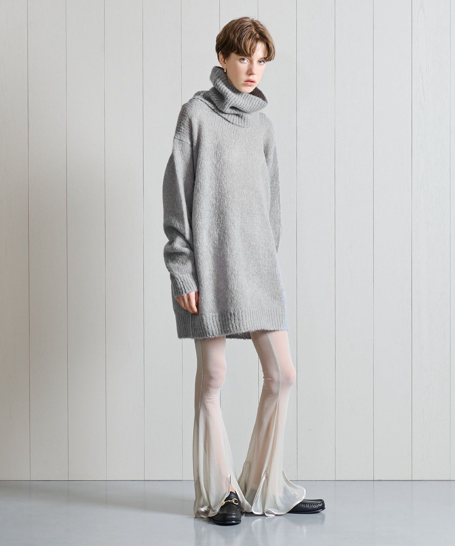 H BEAUTY&YOUTH ウールモヘヤ スヌード ニットワンピース H＞ウールモヘヤ スヌード ニットワンピース