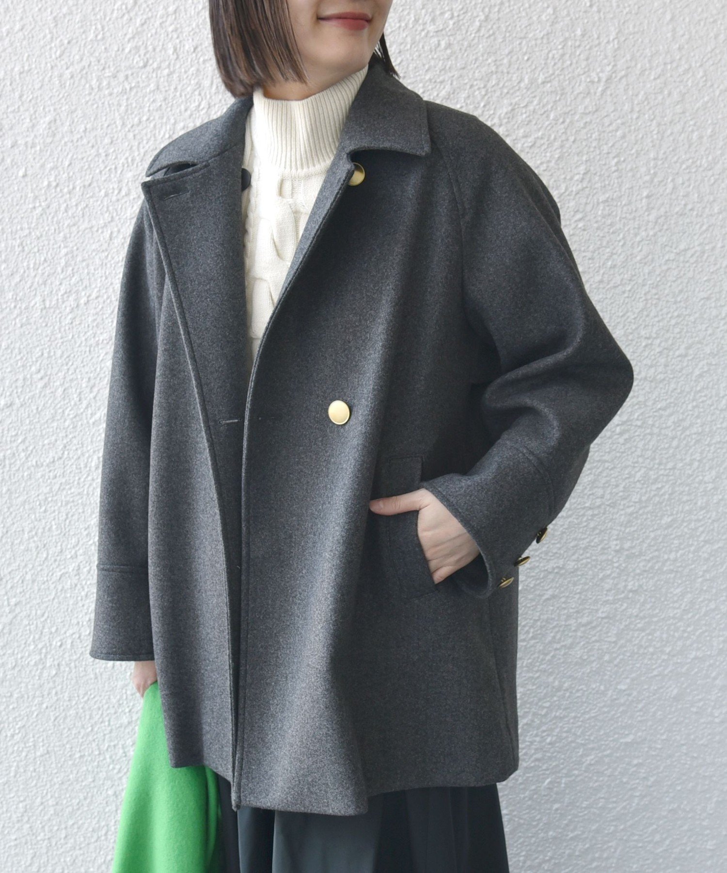 美品】SHIPS HAMILTON フード・ノーカラー2way ウールコート