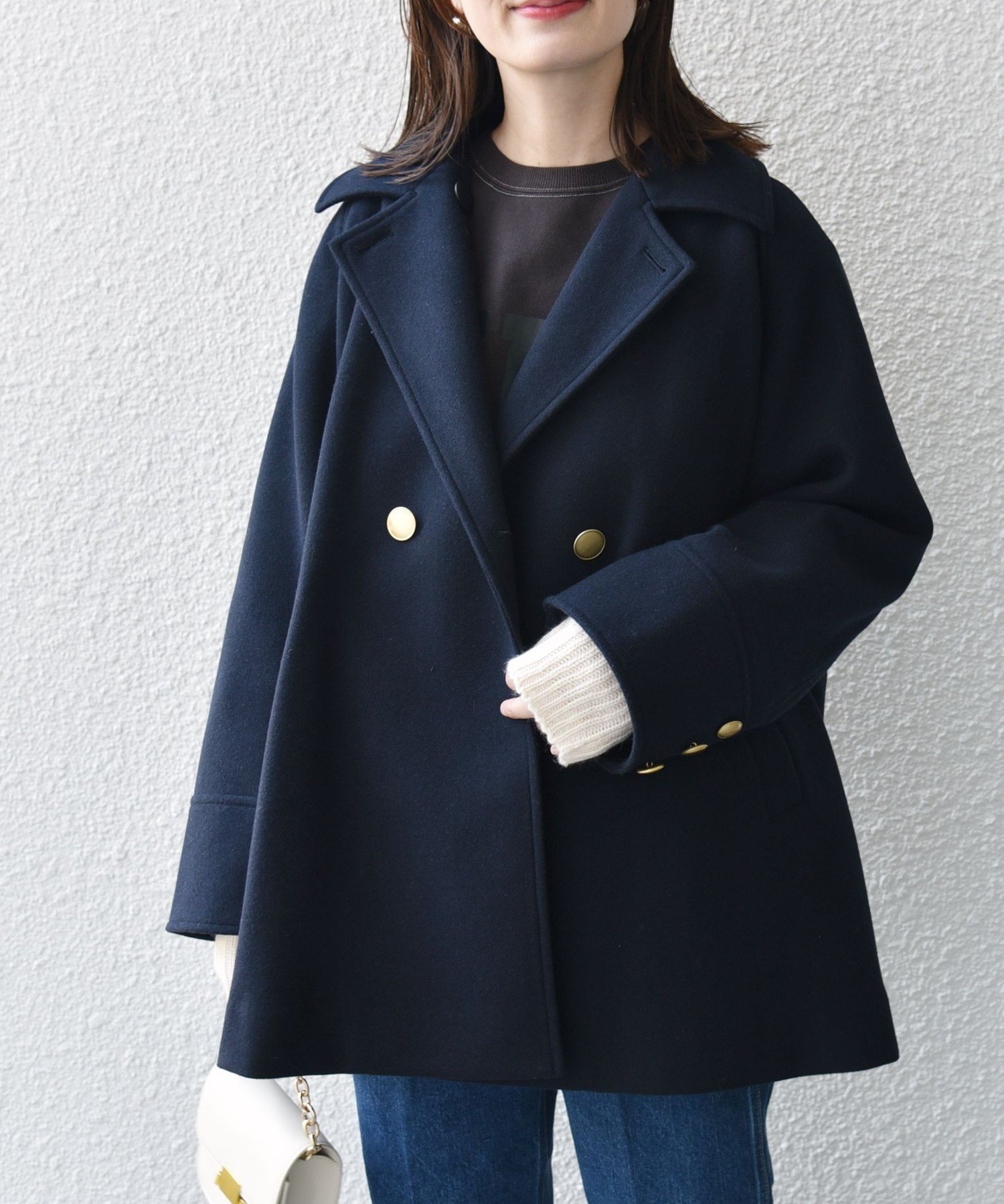 ウール ライク ジャージー メルトン 2WAY Pコート SHIPS｜【WEB限定】<手洗い可能>ウール ライク ジャージー メルトン