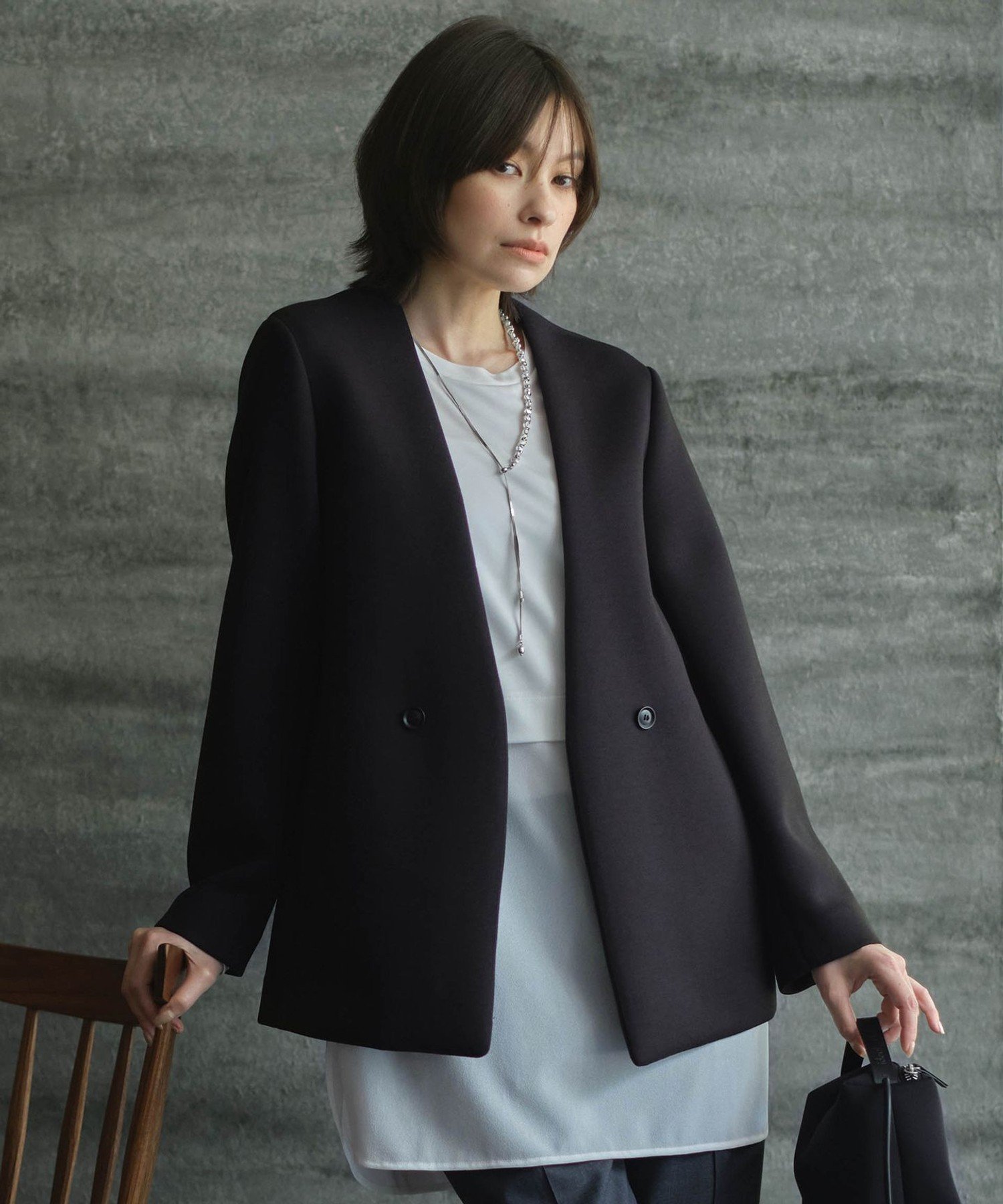 ICB｜【洗える】コンパクトWフェイス ノーカラージャケット | Rakuten