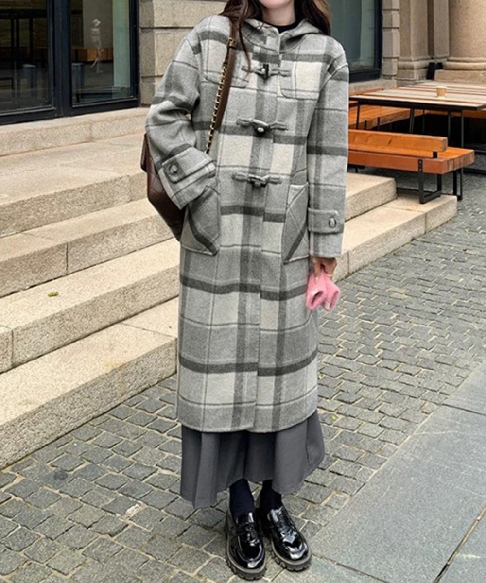 miniministore｜トグルボタンロングコートチェック柄コート | Rakuten