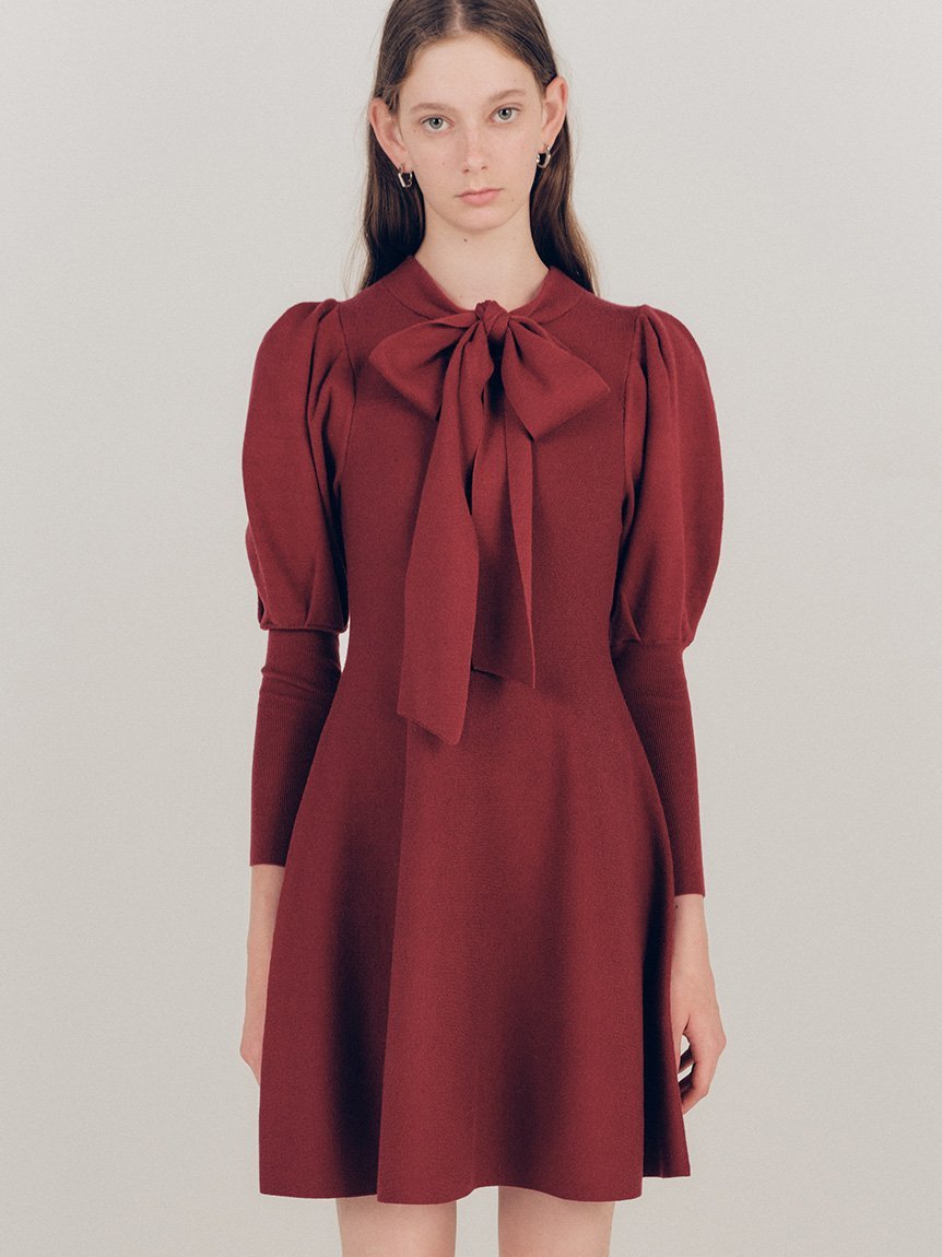 LILY BROWN｜ボウタイリボンニットワンピース | Rakuten Fashion(楽天