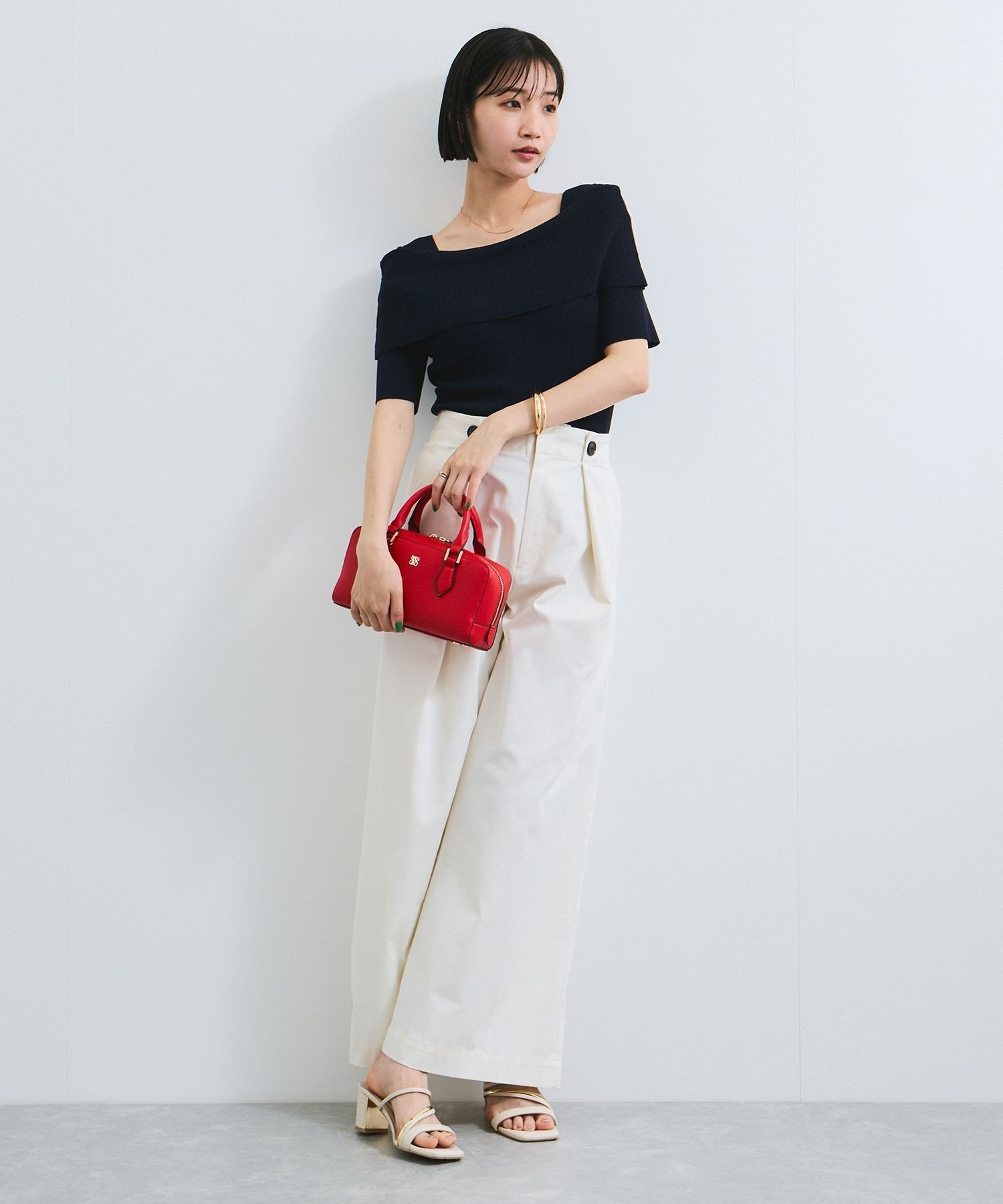 VIS｜【アンチピリング/UVケア/洗える】オフショルハーフスリーブ