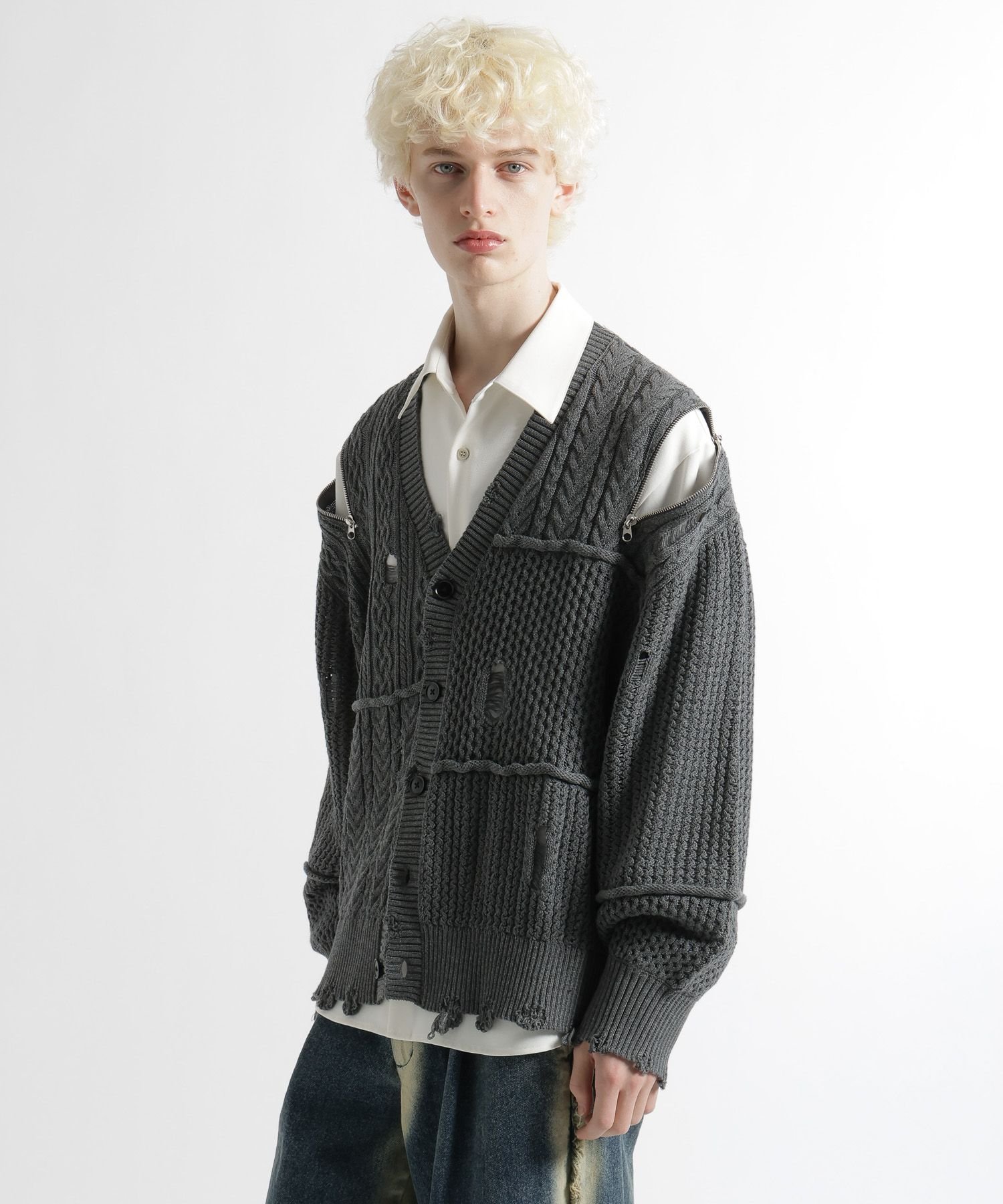 HARE｜BIGダメージZIPカーディガン | Rakuten Fashion(楽天