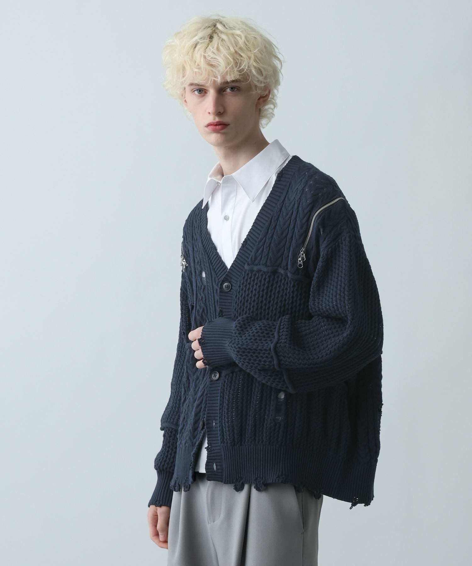 HARE｜BIGダメージZIPカーディガン | Rakuten Fashion(楽天