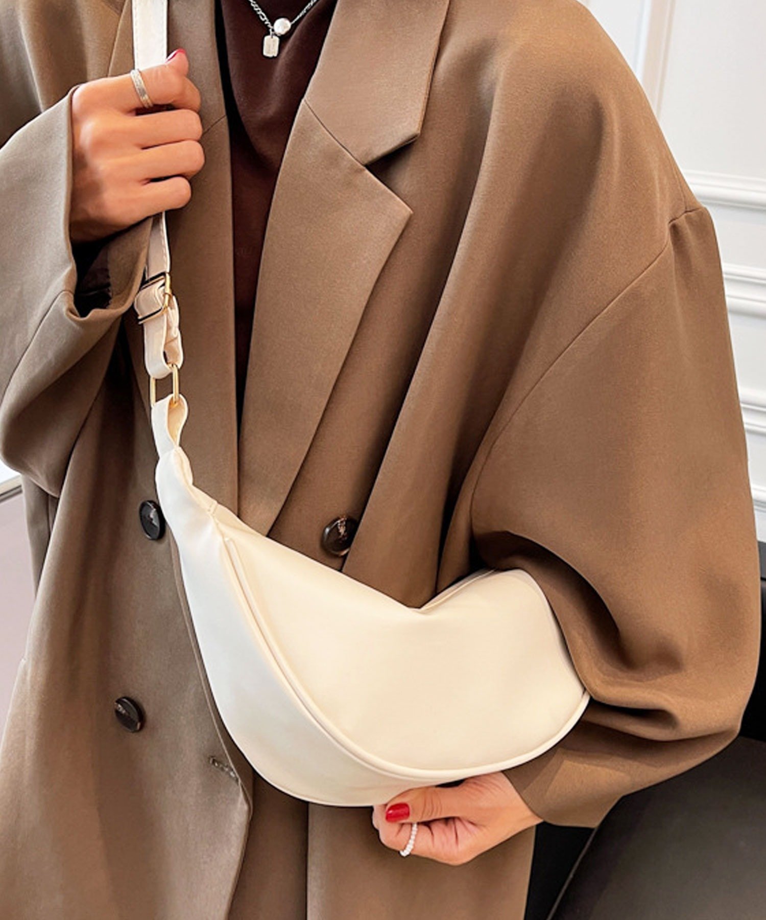 florist｜【2WAY/軽量/ユニセックス】ハーフムーンレザーショルダー