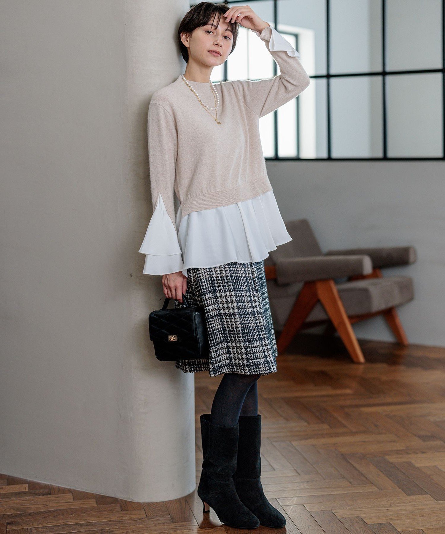 23区｜【23区×Oggiコラボ】フレアサテンコンビ ラメニット | Rakuten