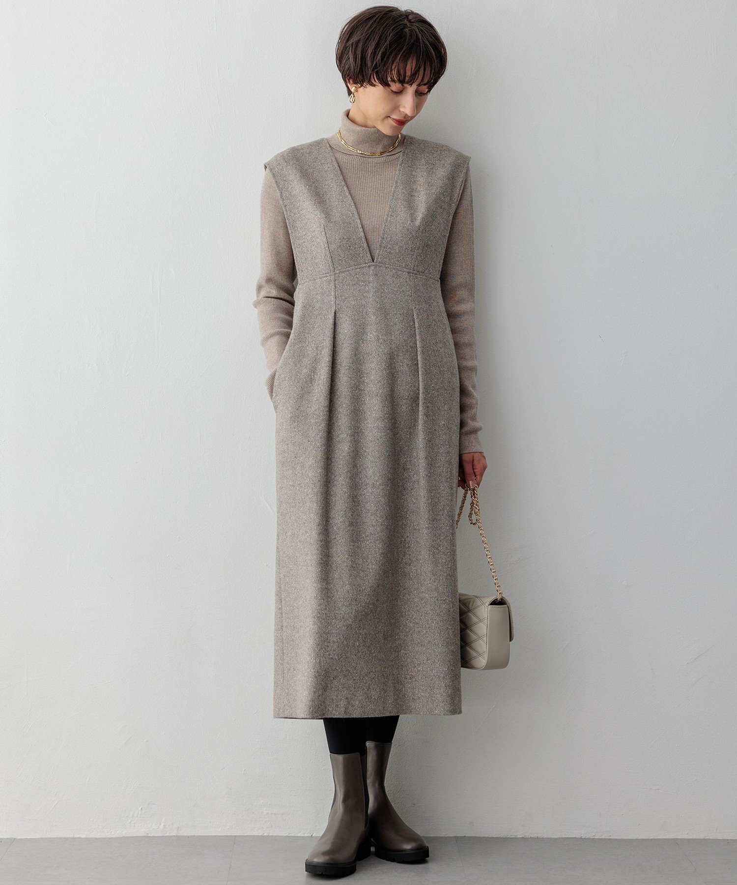 23区｜シルクネップヘリンボーン オールインワン ワンピース | Rakuten