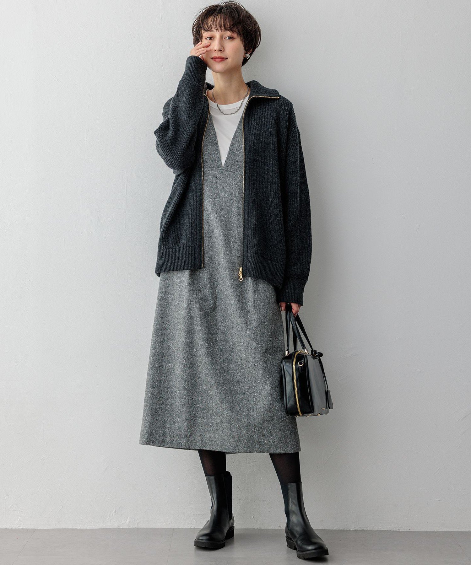 23区｜シルクネップヘリンボーン オールインワン ワンピース | Rakuten