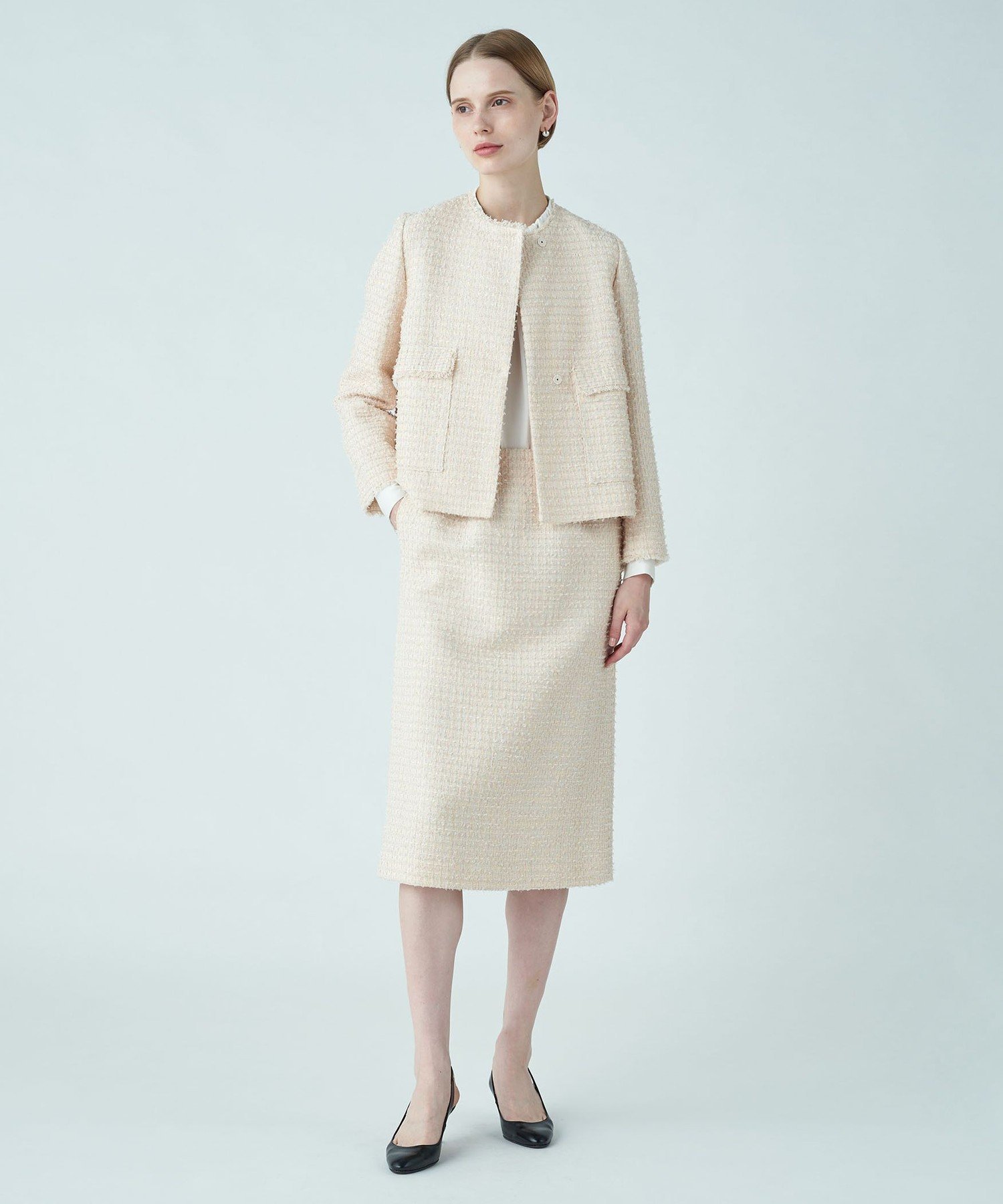 TOMORROWLAND｜ミックスヤーンツイード ノーカラージャケット