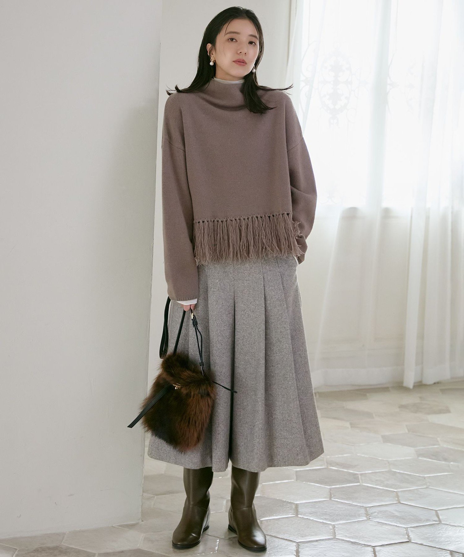 23区｜シルクネップヘリンボーン ガウチョ パンツ | Rakuten Fashion