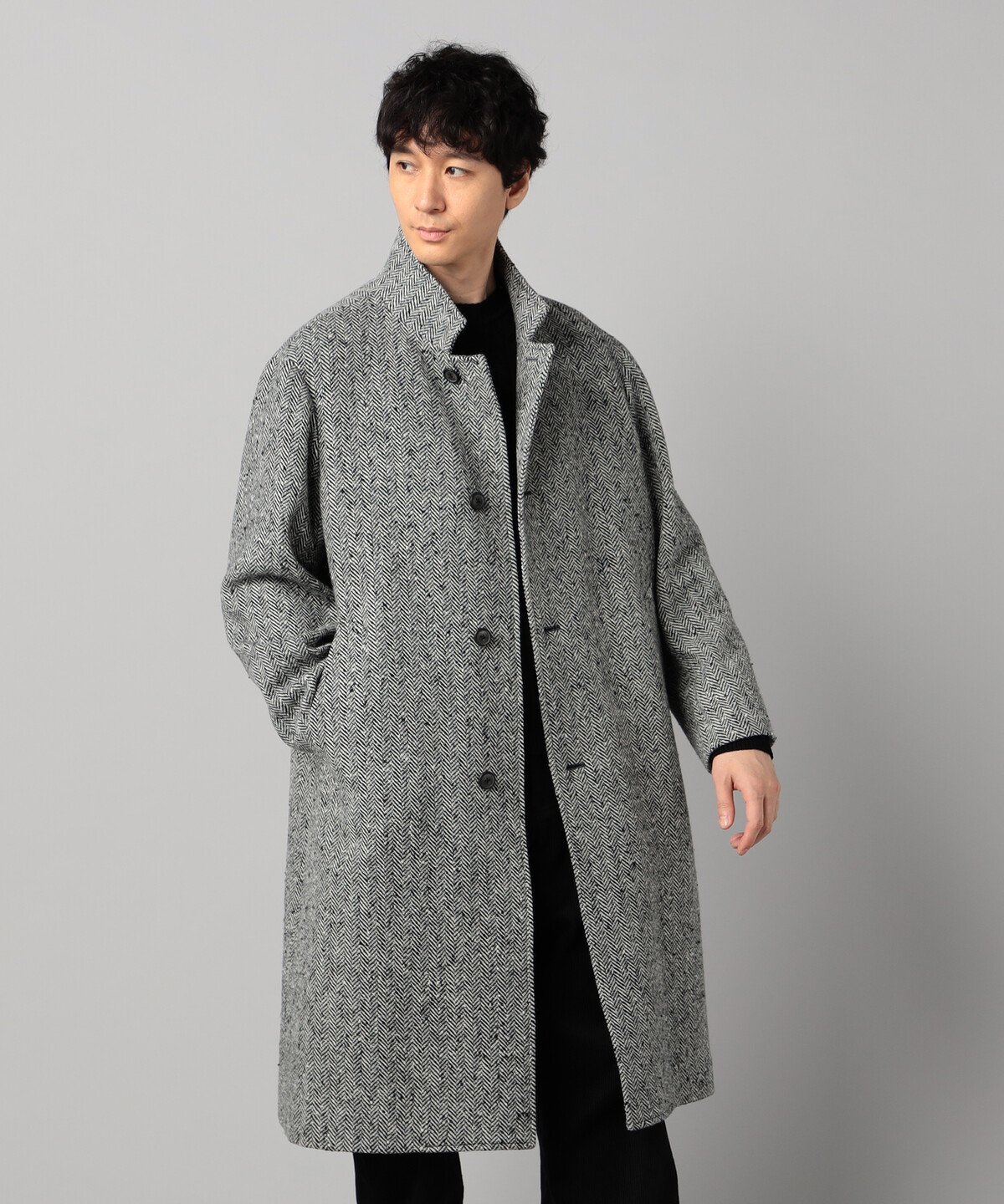 COMME CA MEN｜尾州産 ツィード スタンドチェスターコート | Rakuten