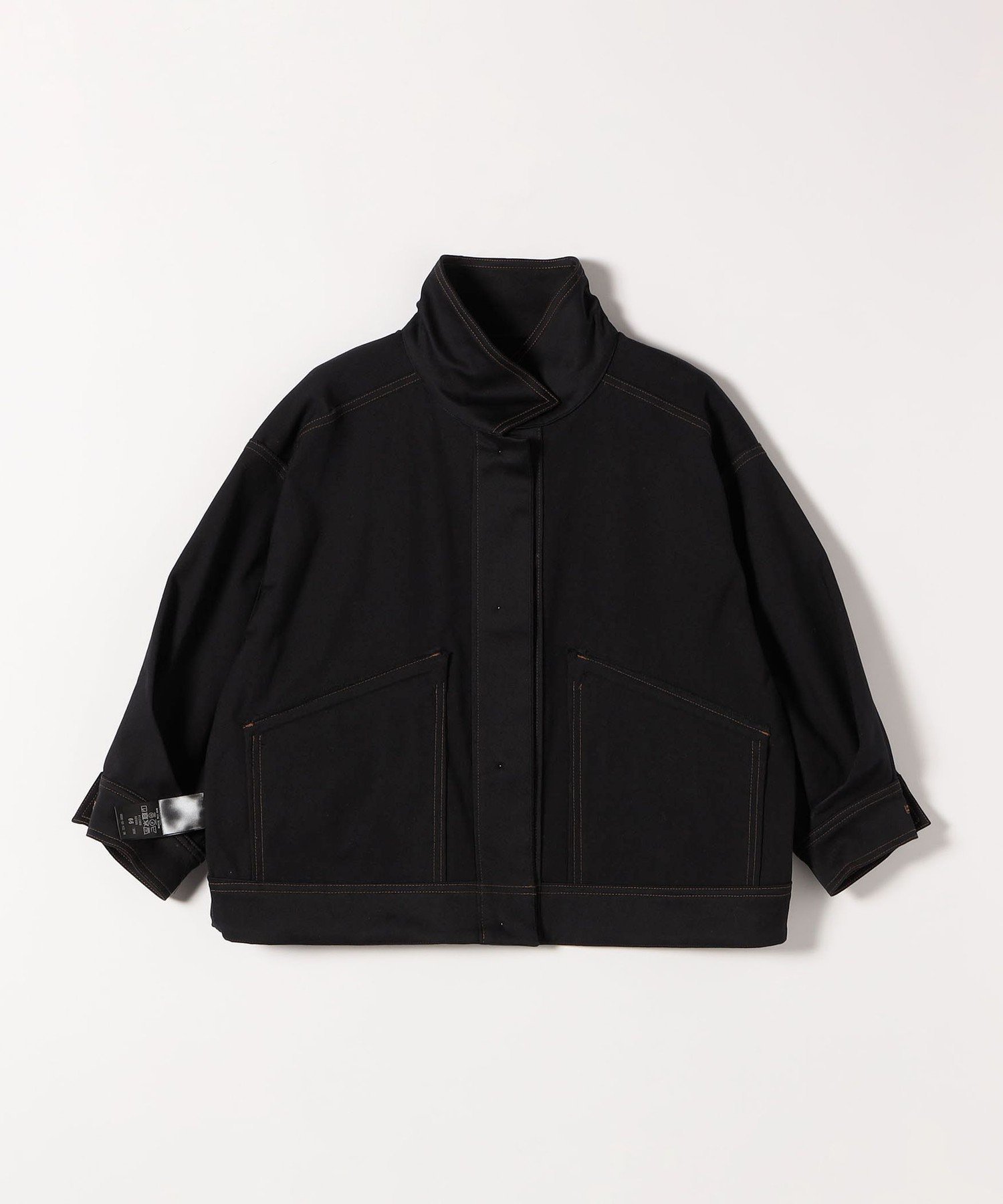 美品✨Cen. ノーカラーステッチブルゾン シャツ ブラック FREE cen. ステッチブルゾンシャツ ネイビー - メルカリ