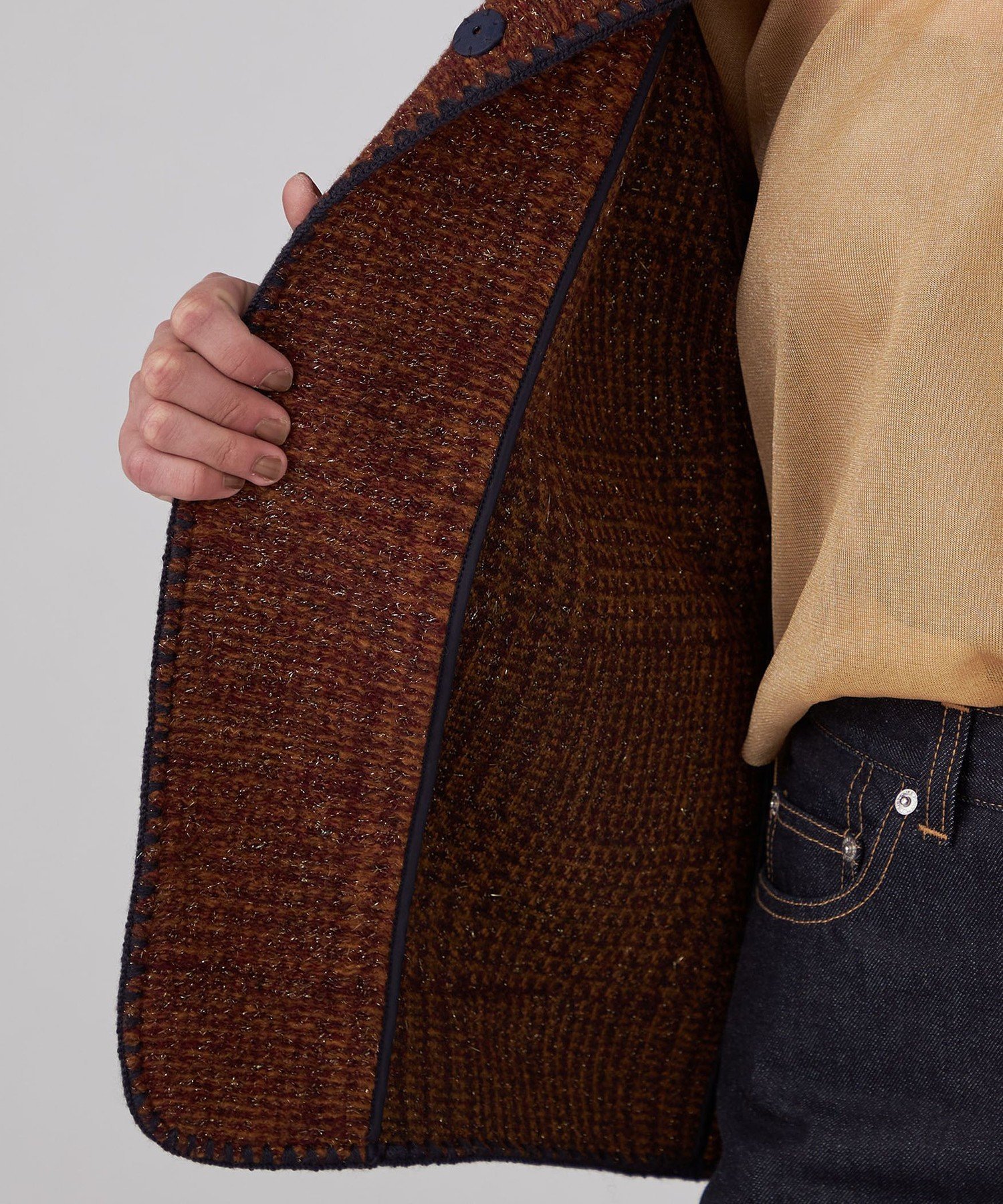 TOMORROWLAND｜チェックスパーク クルーネックジャケット | Rakuten