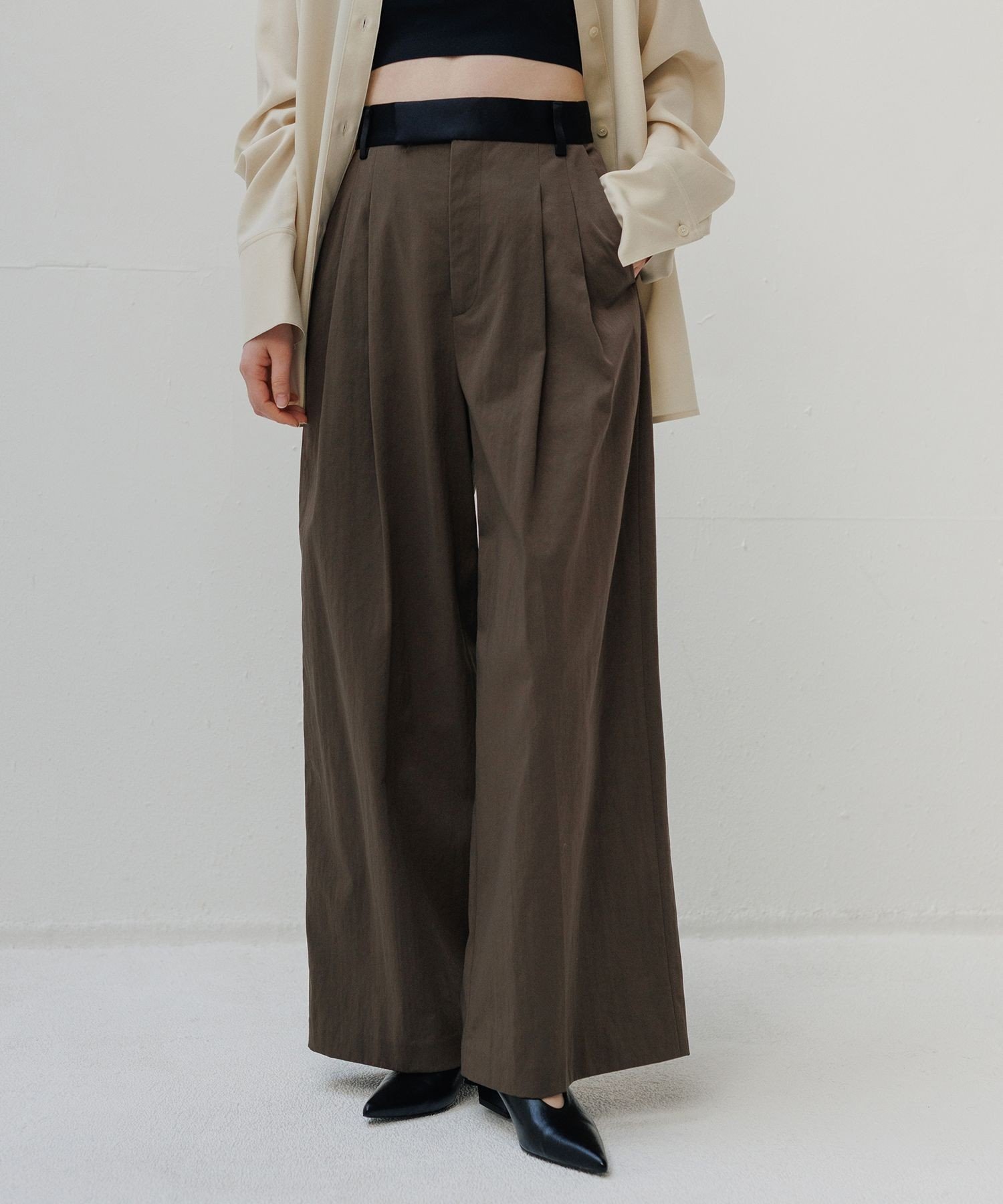 ADAM ET ROPE'｜【EMOELLE】バイカラーベルトドレスパンツ | Rakuten