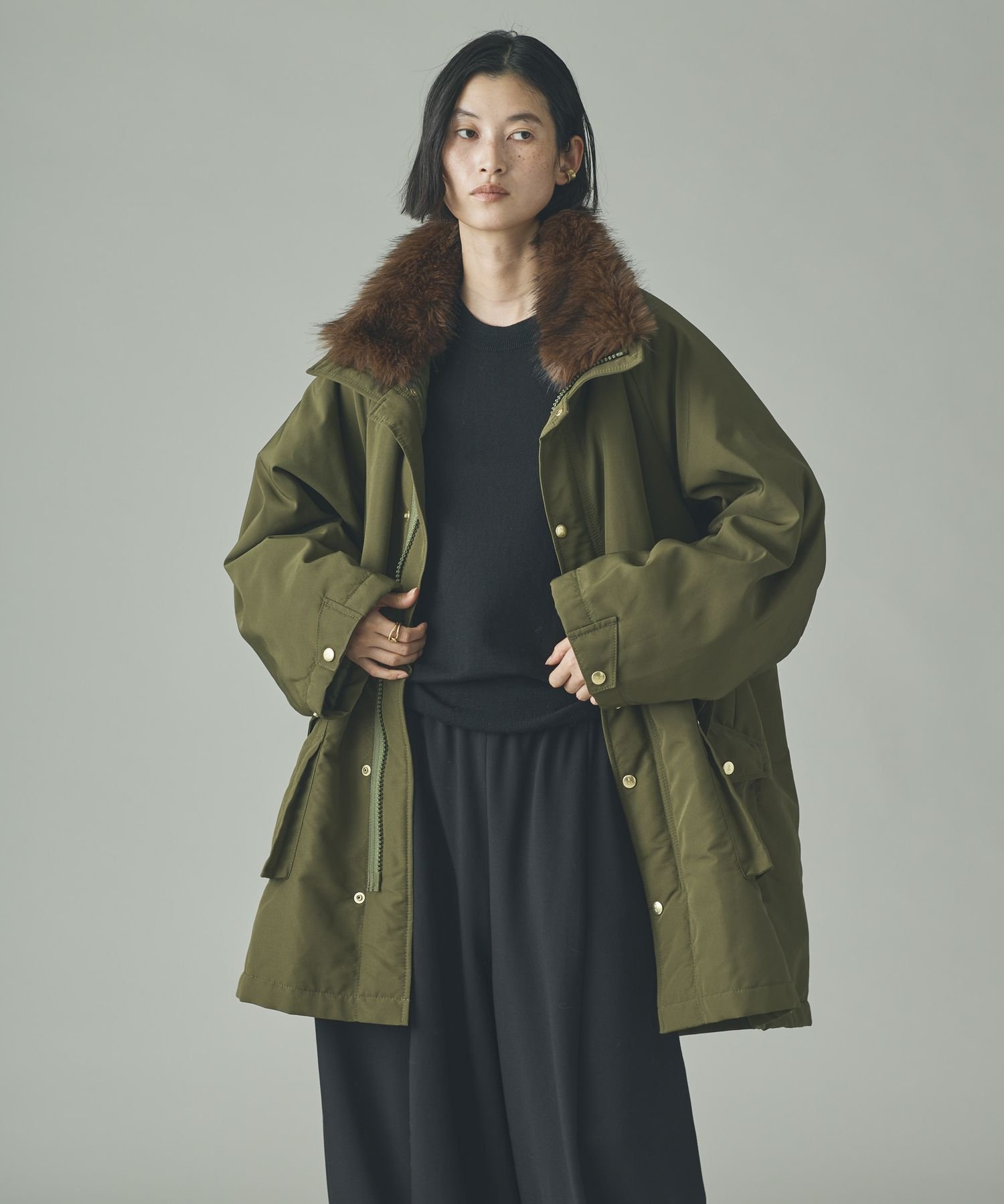 カレンソロジー　即完スウェーディッシュモッズコート Curensology｜<&RC>フェイクファーエリツキスウェーディッシュモッズ