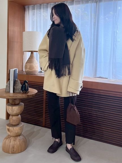 Mila Owen｜woolコクーンシルエットピーコート | Rakuten Fashion(楽天