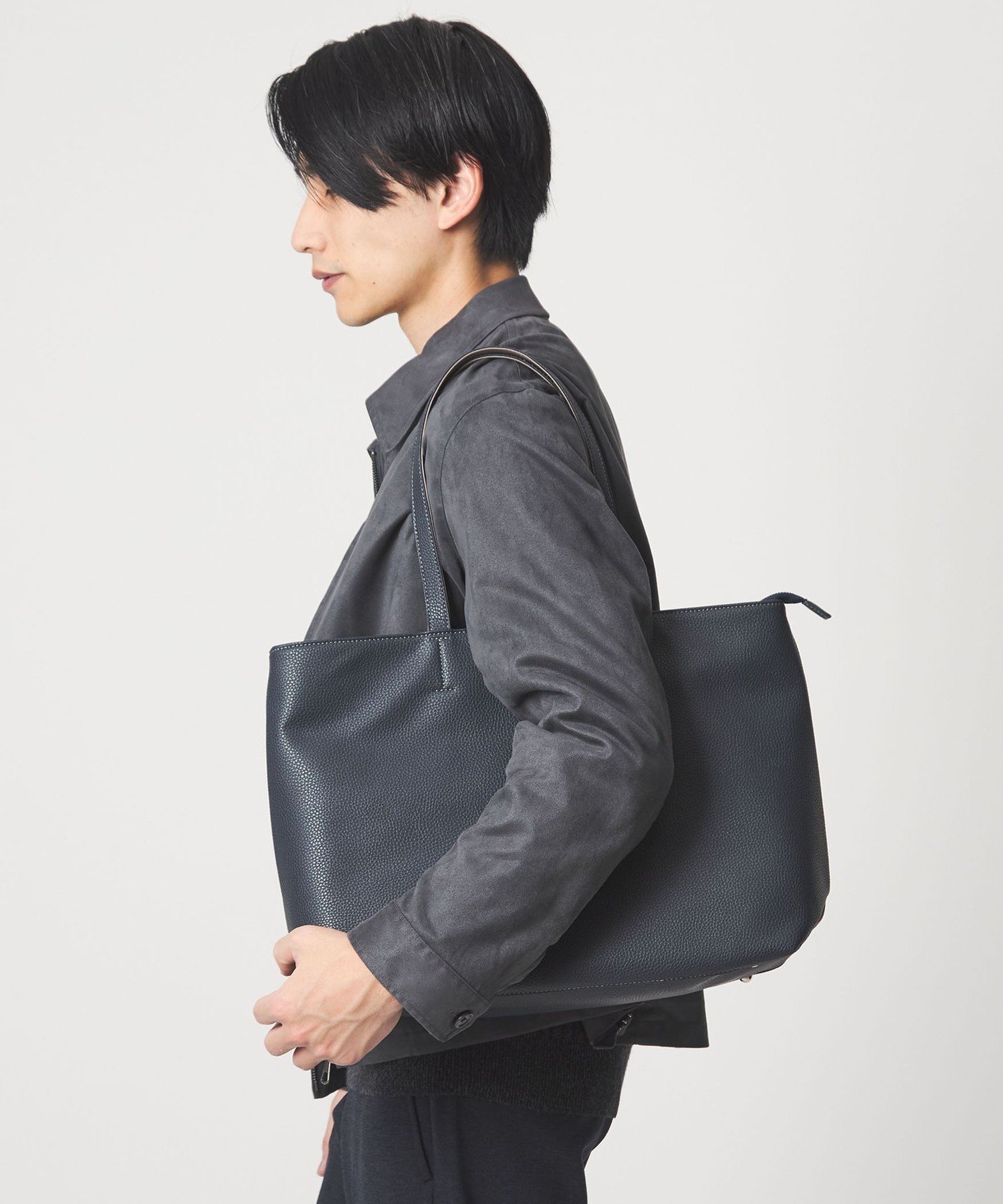 UNITED ARROWS green label relaxing｜シボ レザーライク ジップ