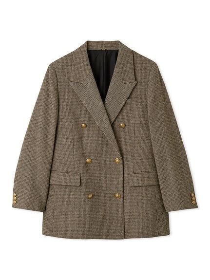 Mila Owen｜チェック金釦ダブルブレストロングブレザー | Rakuten