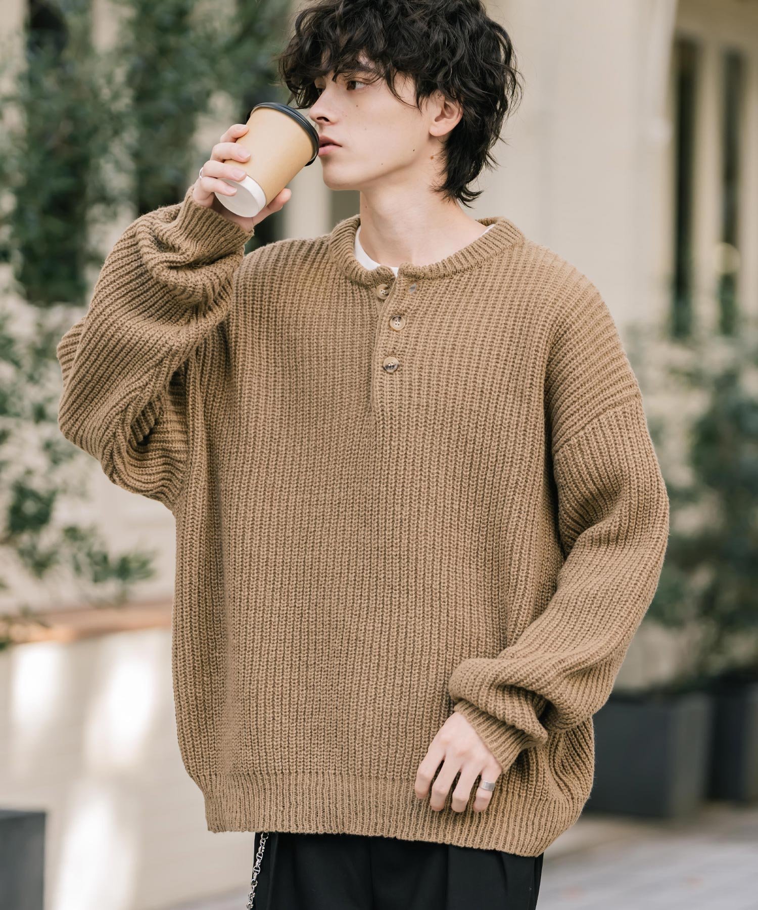 Rocky Monroe｜新色追加 オーバーサイズ畦編みヘンリーネックニット