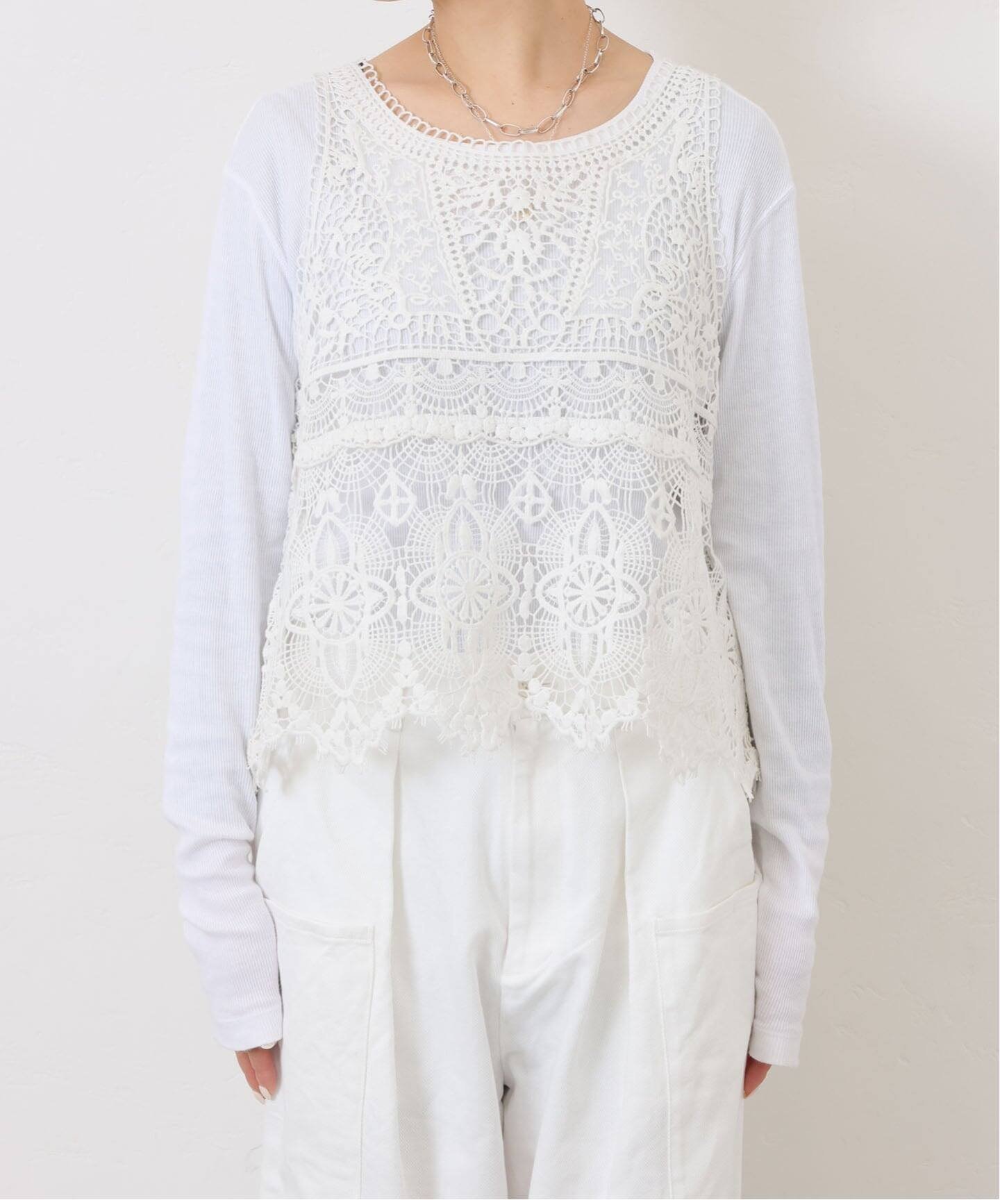 journal standard luxe｜《追加予約》レースMIXノースリーブブラウス