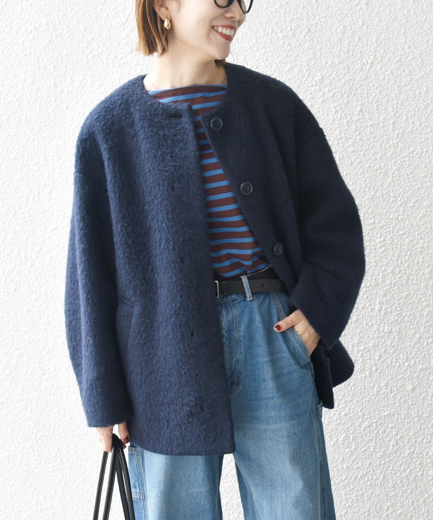 SHIPS｜SHIPS any: シャギー ノーカラー コクーン コート | Rakuten