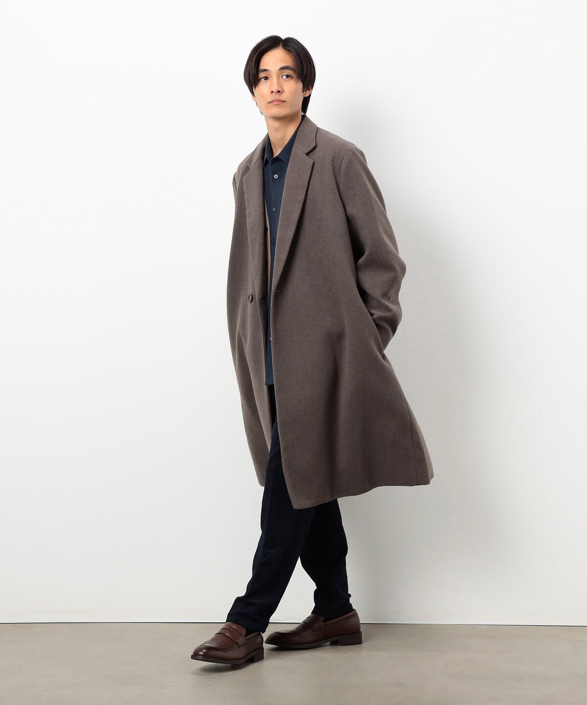 COMME CA ISM｜ウールブレンド メルトン セミダブル チェスターコート