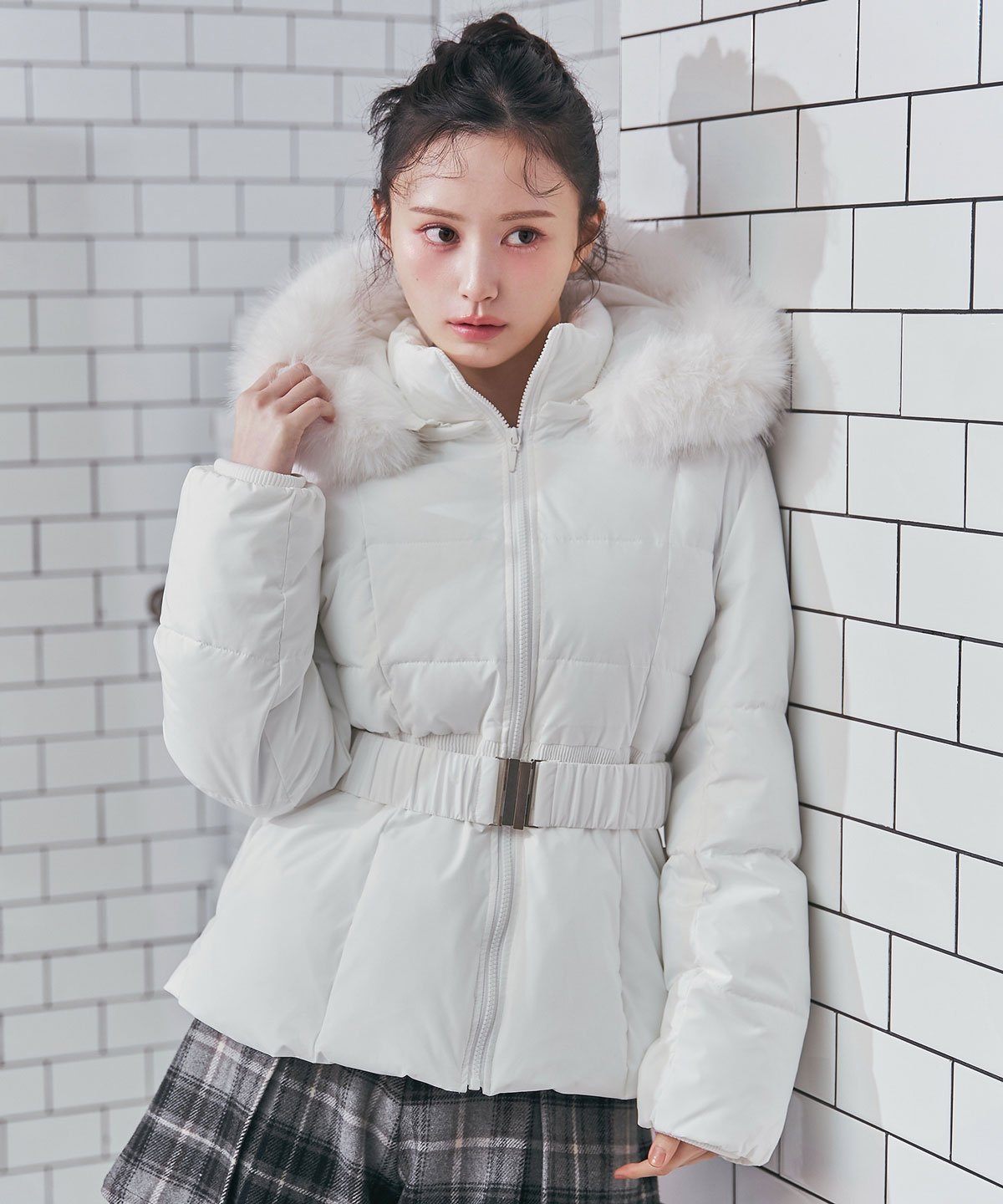 REDYAZEL｜ベルトデザインキルティングファイバーダウンジャケット