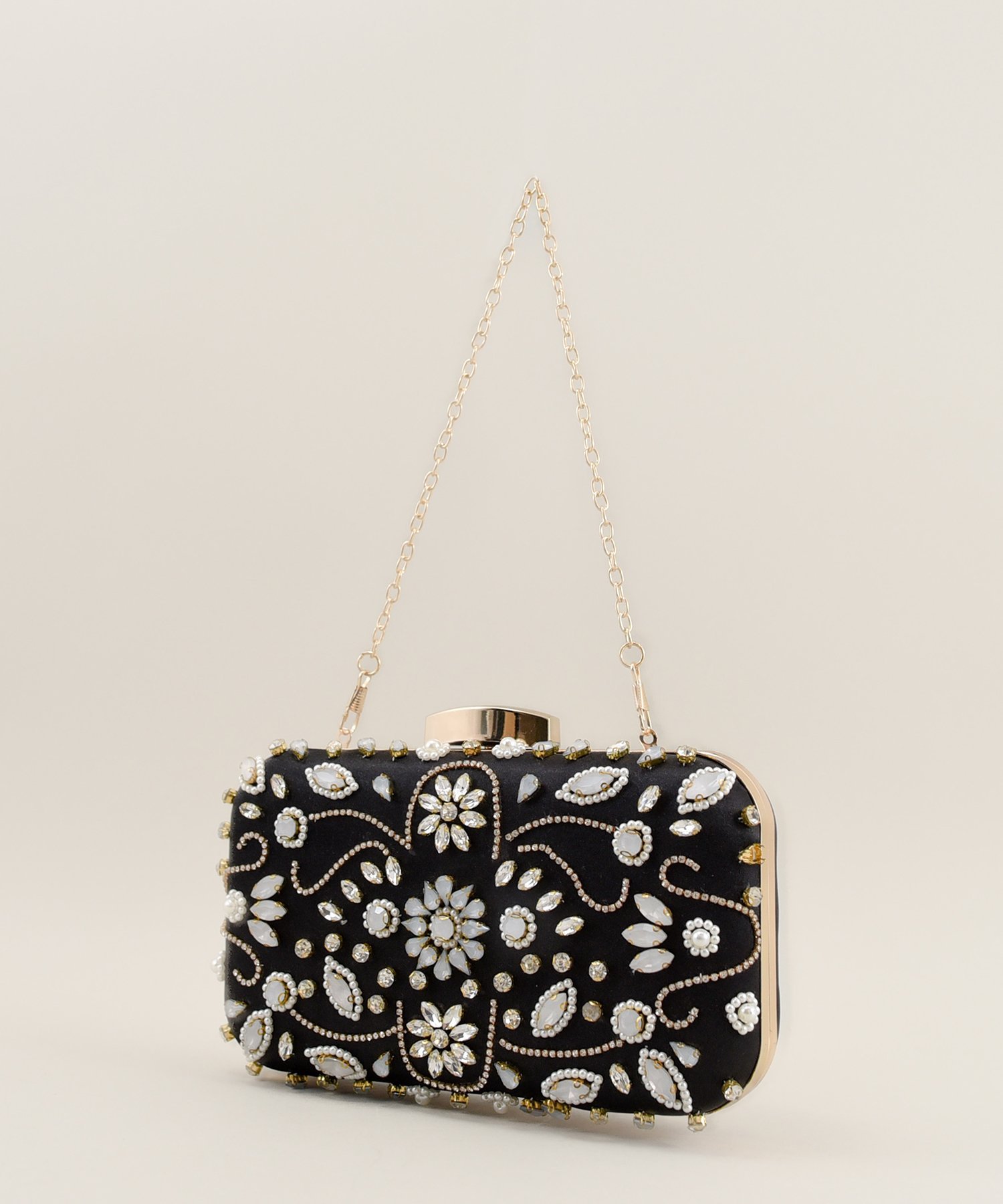 Histoire｜styiro/フラワービジュー刺繍ハードクラッチバッグ