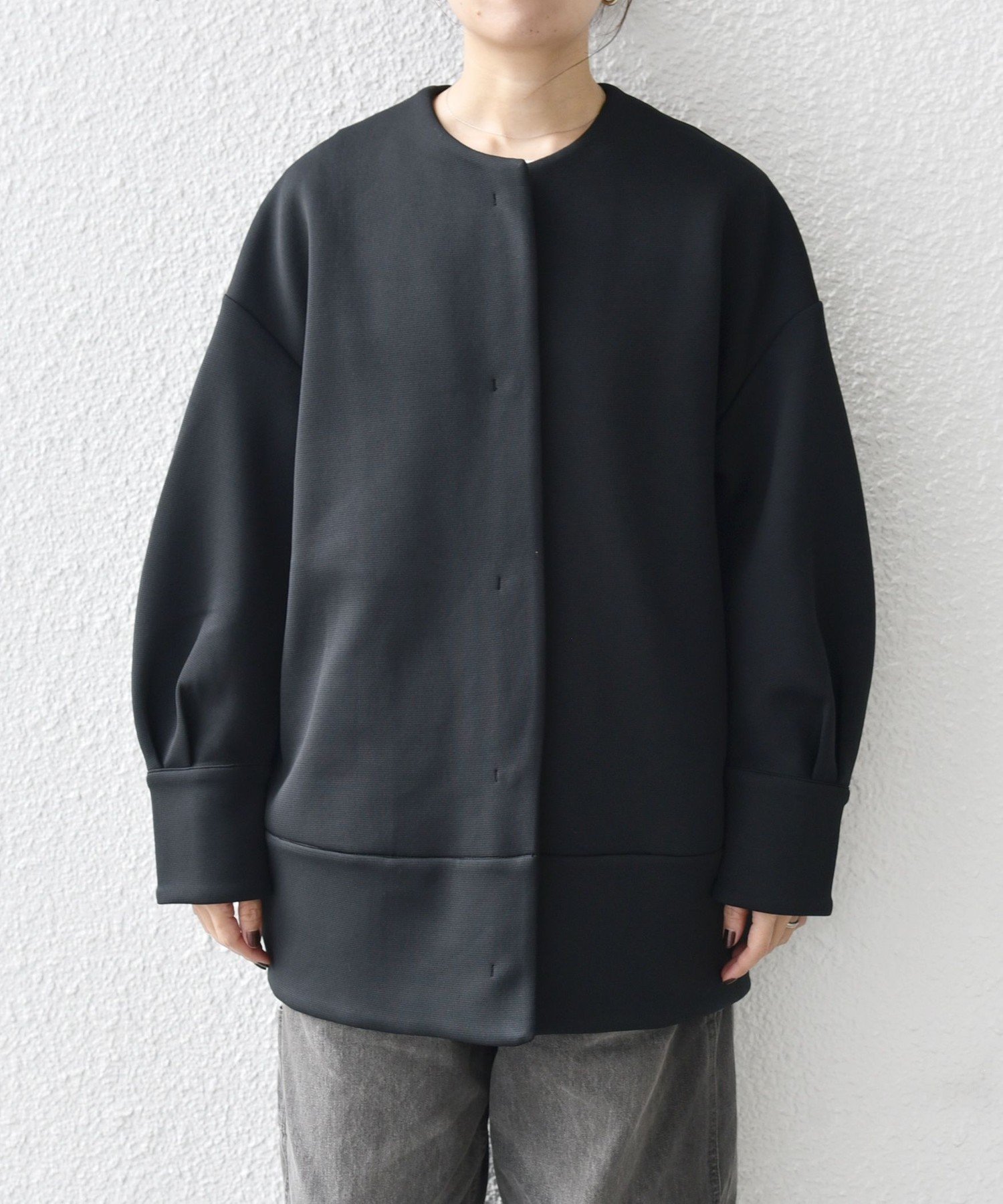 新品未使用　SHIPS any:＜洗濯機可能＞ダブルクロス ノーカラー コート セール】 SHIPS any:〈洗濯機可能〉ダブルクロス ノーカラー コート