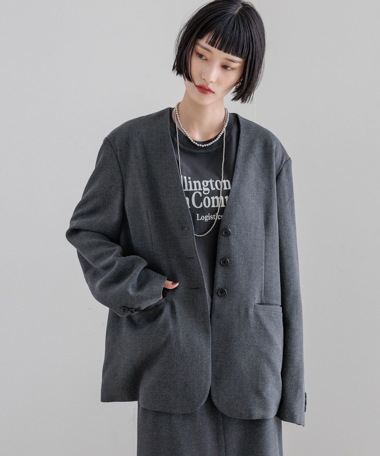 LOWRYS FARM｜TRノーカラージャケット | Rakuten Fashion(楽天