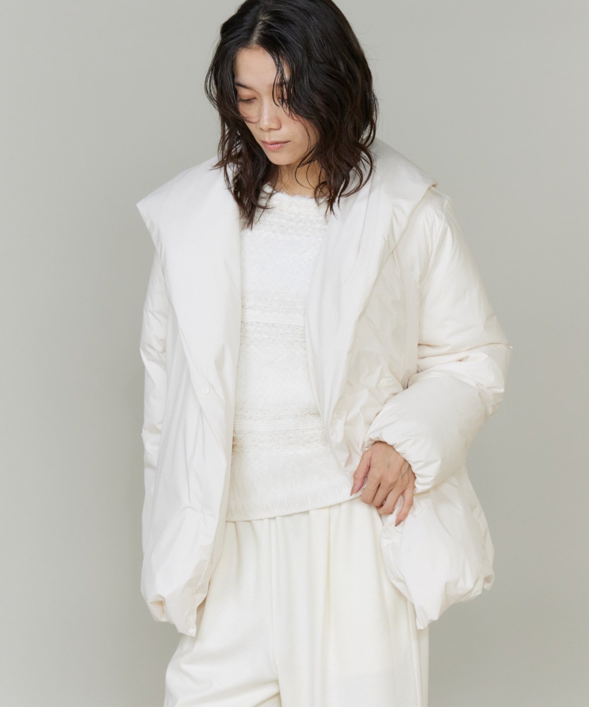 INED｜ショート丈 ショールカラーフードダウンコート | Rakuten