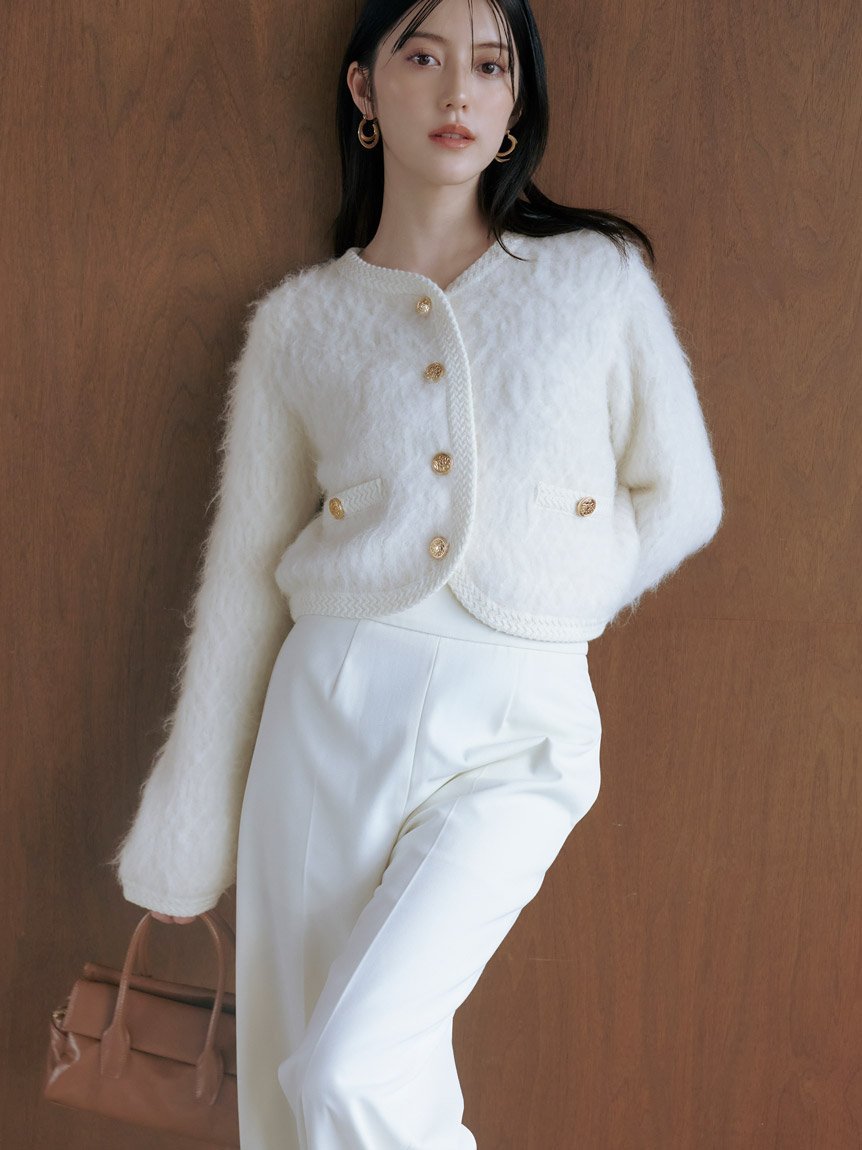 SNIDEL｜ファーライクフリルニットジャケット | Rakuten Fashion(楽天