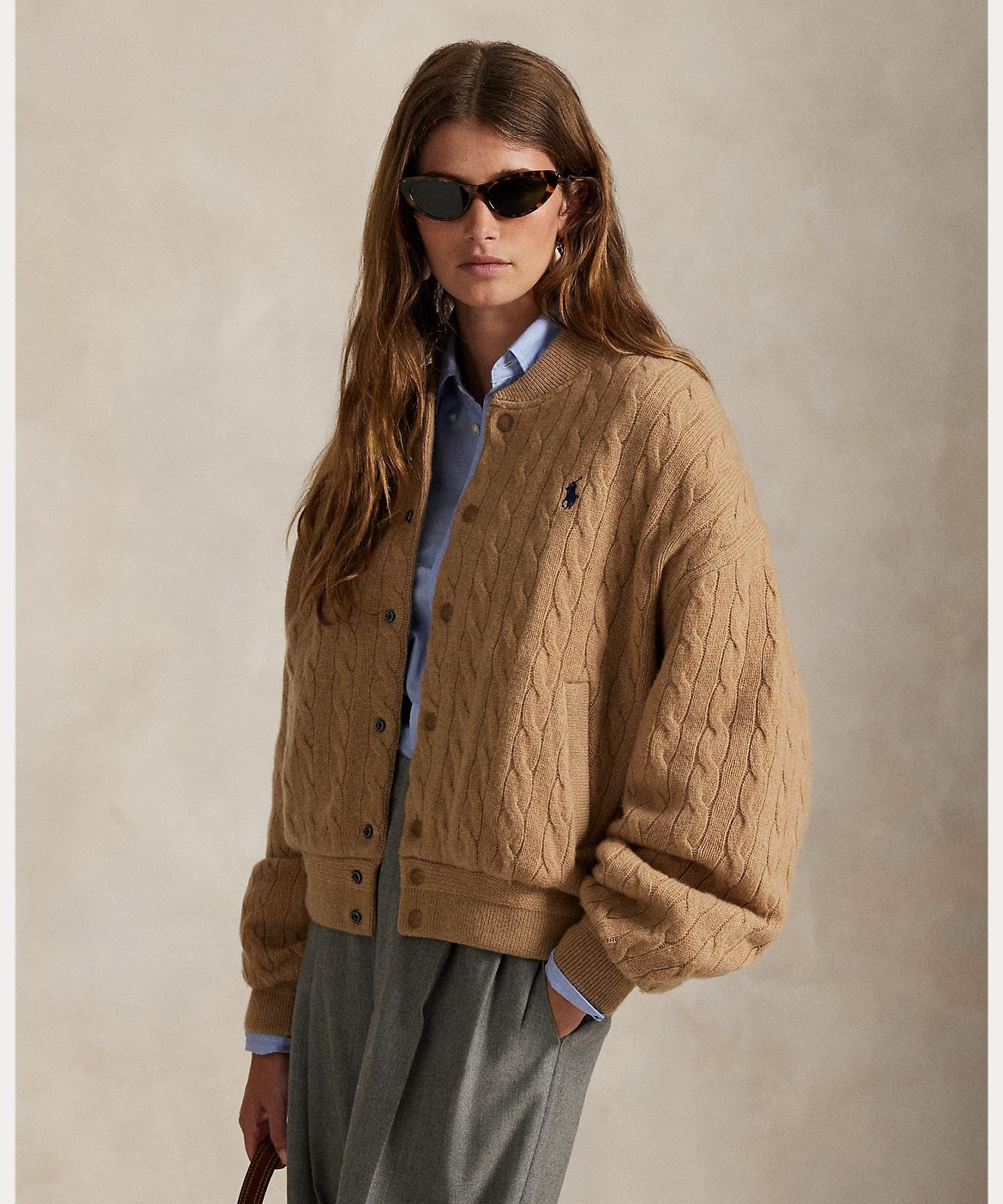 RALPH LAUREN｜ケーブルニット ウールカシミヤ ボンバー ジャケット