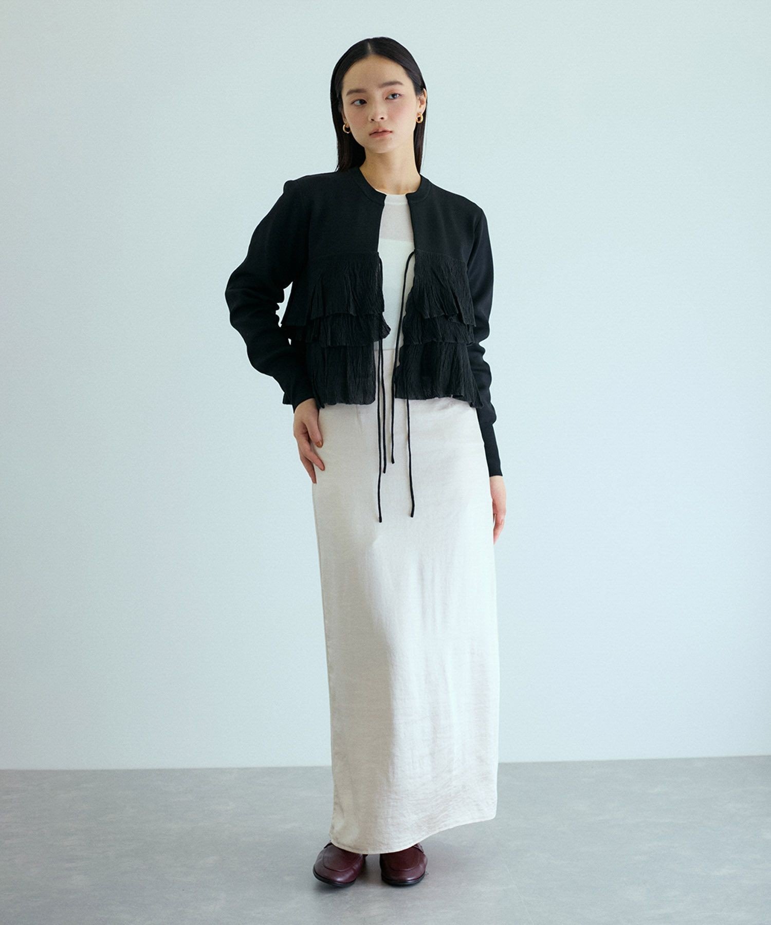 ADAM ET ROPE'｜【サステナブル】フリルカーディガン | Rakuten