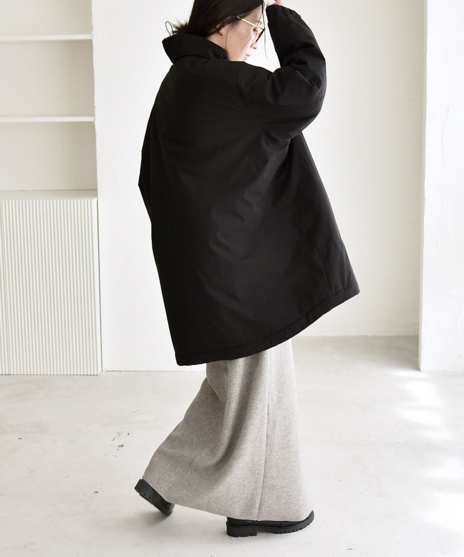 quaranciel 中綿 スタンドカラー ダブル ジップ モンスター コート セール】quaranciel:〈撥水加工〉中綿 スタンドカラー ダブル ジップ