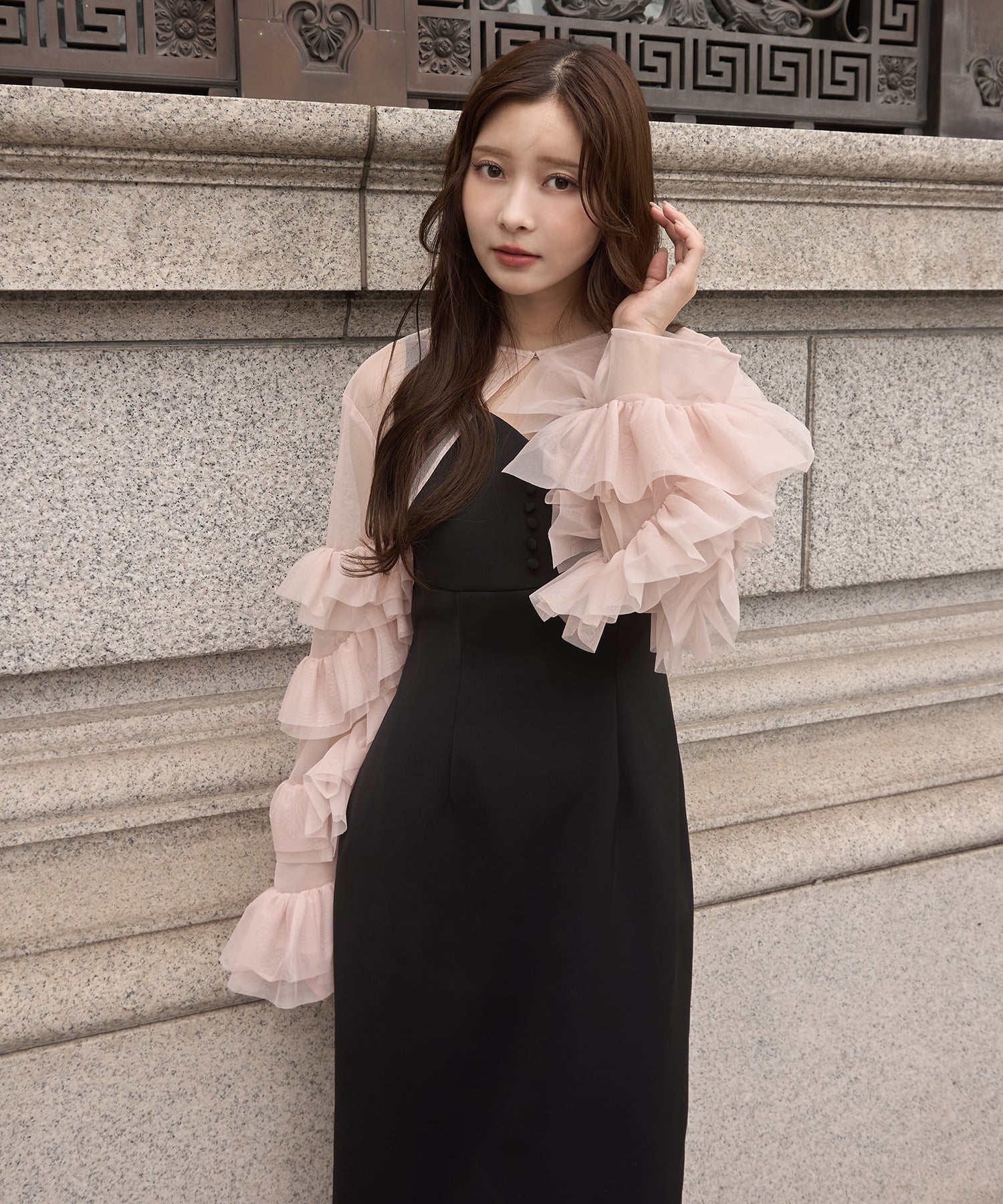 EIMY ISTOIRE｜ラッフルスリーブチュールボレロSETキャミドレス