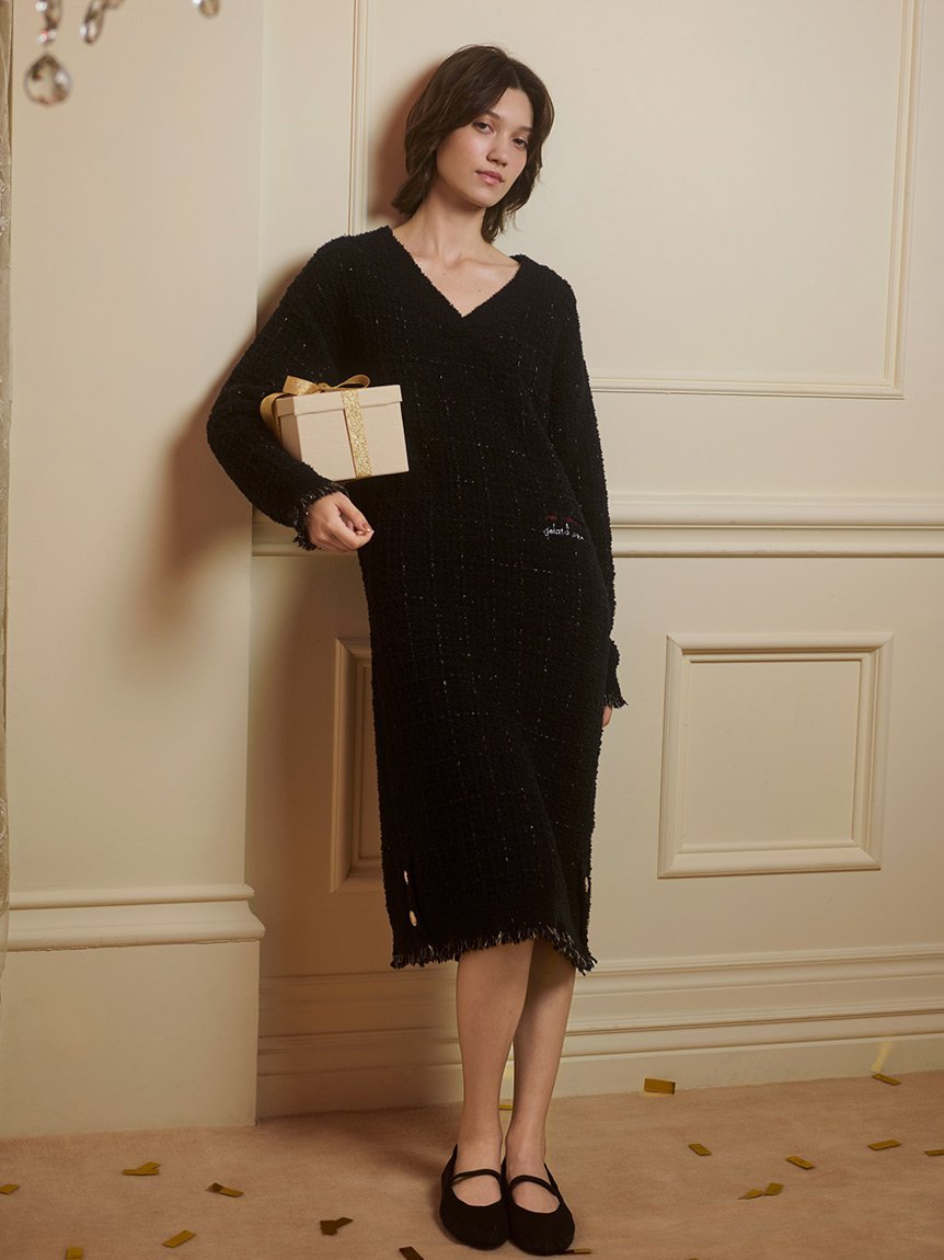 gelato pique｜【JOEL ROBUCHON】ツイードモコVネックワンピース