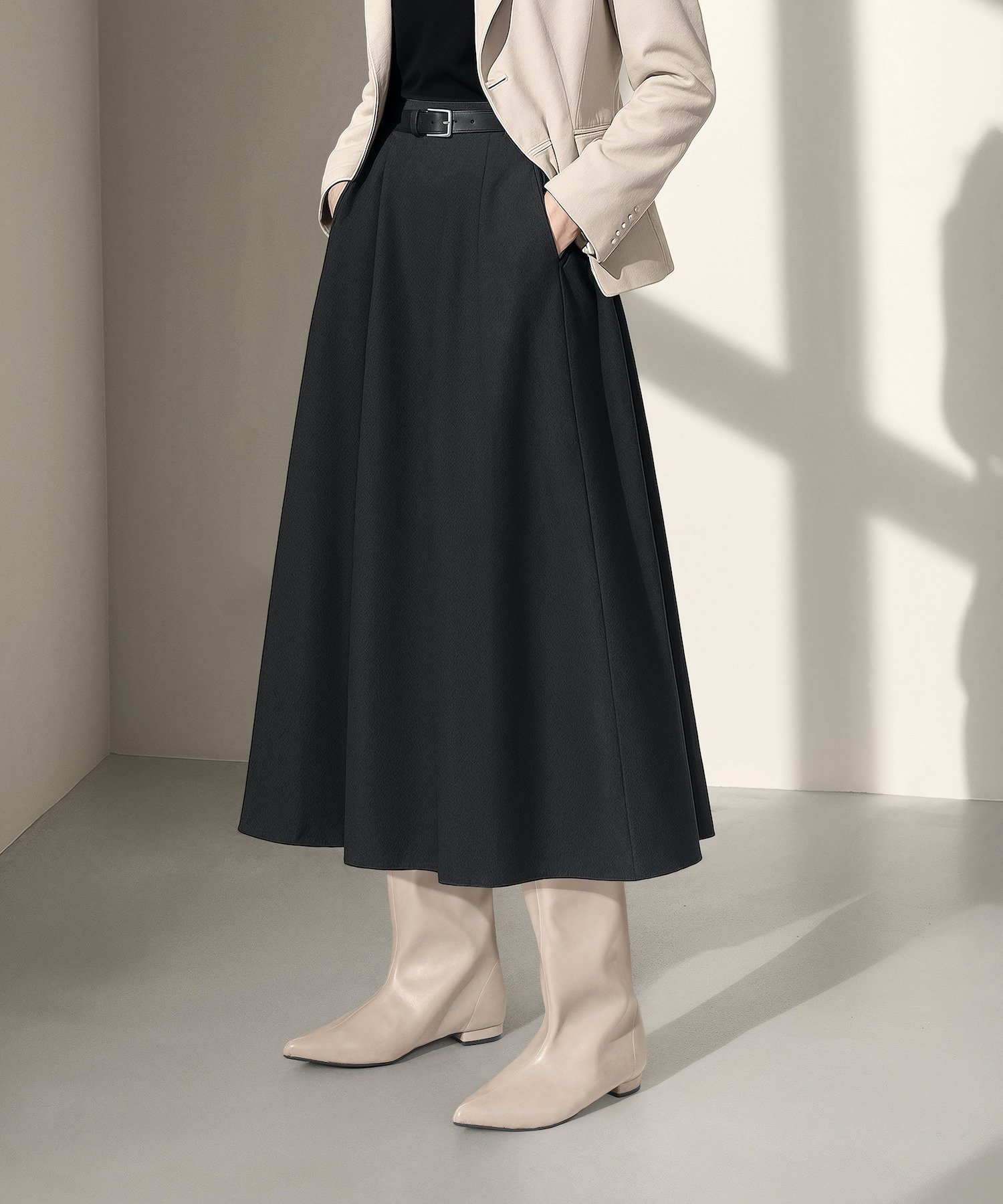 mamian｜ワイドシャフトフラットロングブーツ | Rakuten Fashion(楽天