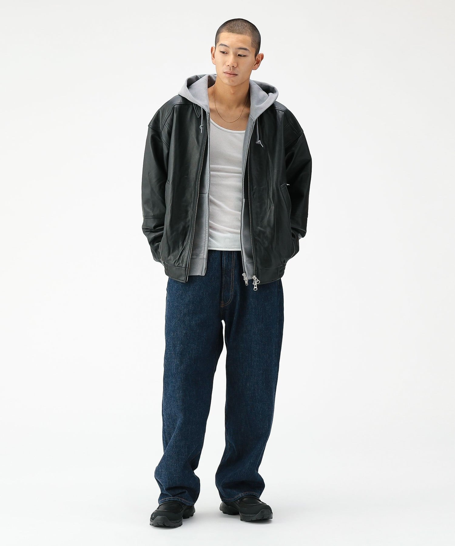 BEAMS MEN｜ワイドフィット 4ポケット レザー ブルゾン 25AW ゆったり