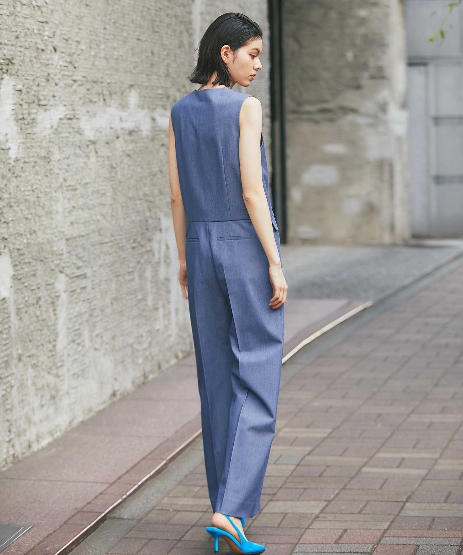 SMILE ORCHID｜ノースリーブVネックオールインワンパンツつなぎ