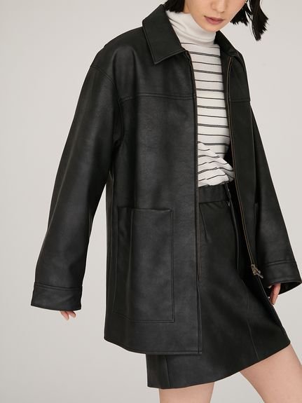 emmi｜フェイクレザーダブルジップブルゾン | Rakuten Fashion(楽天