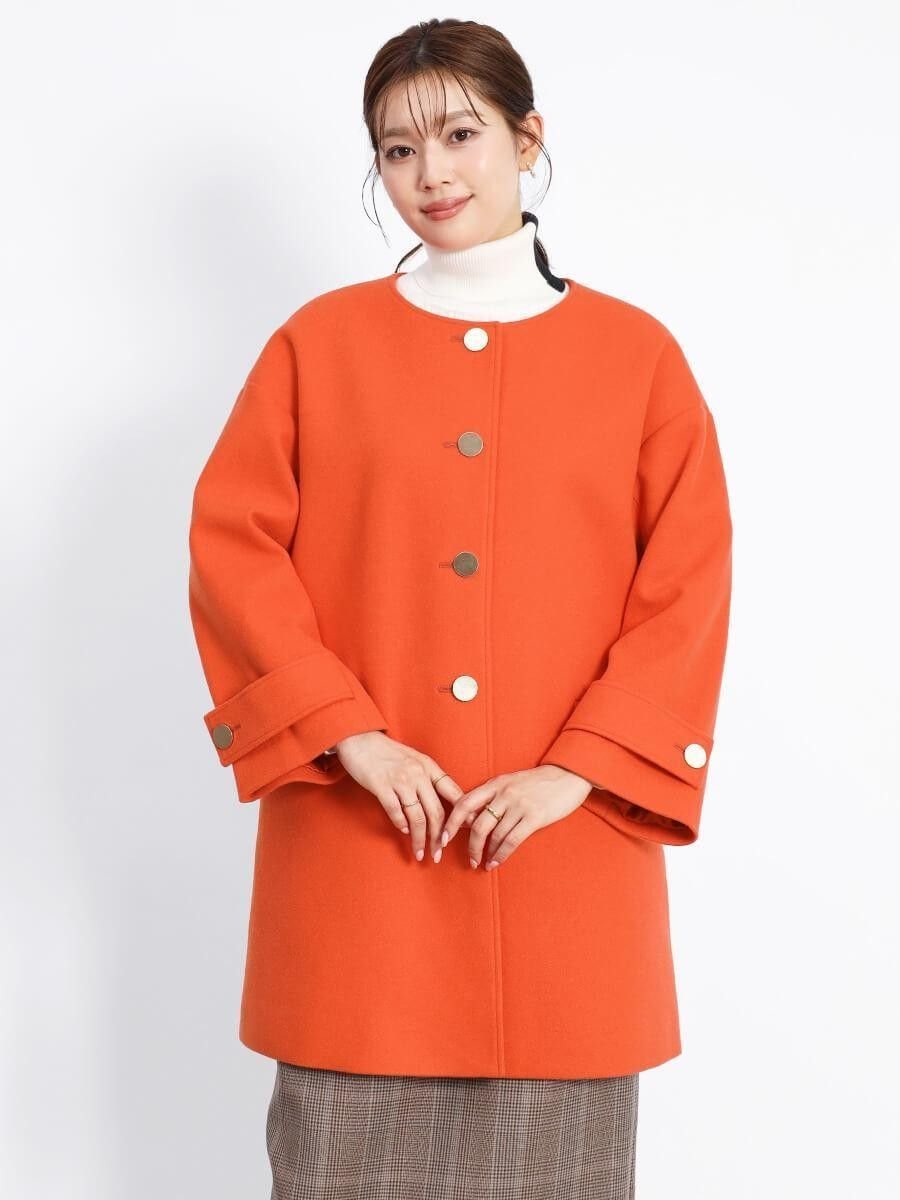 Vin｜ゴールドボタンノーカラーコート | Rakuten Fashion(楽天