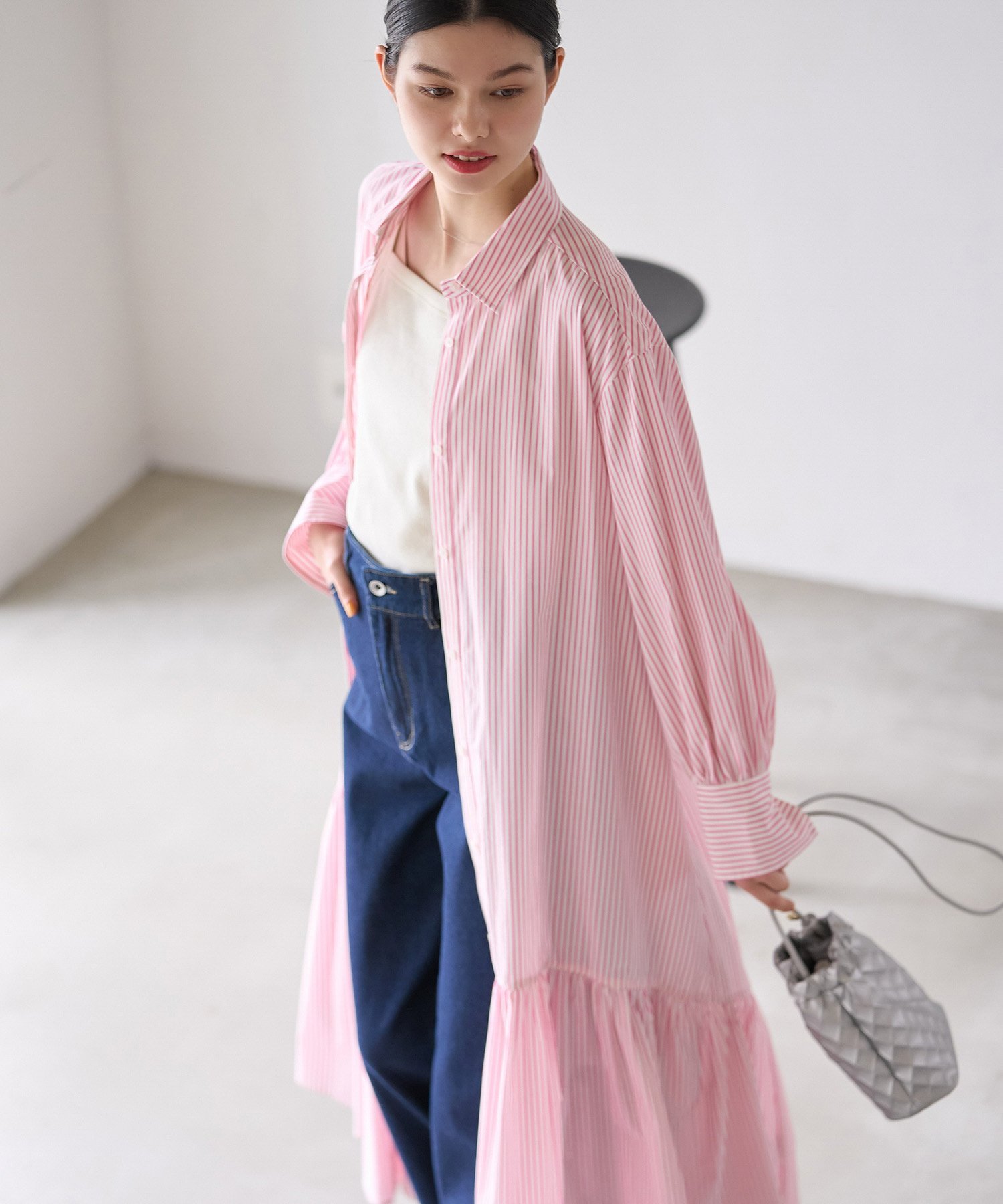 ROPE' PICNIC｜ボリュームストライプシャツワンピース/リンクコーデ