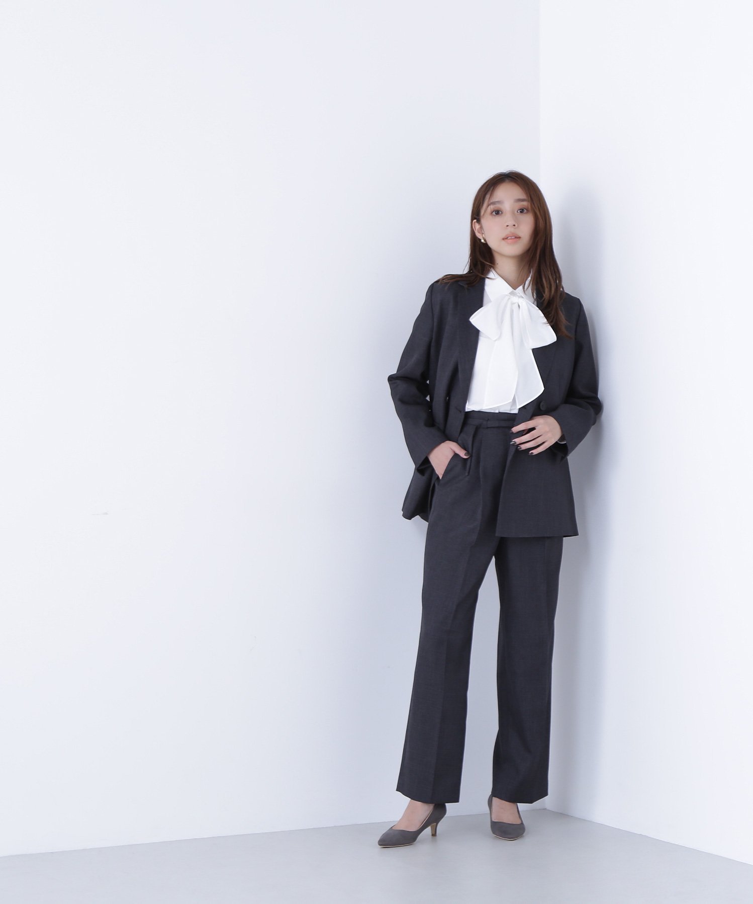 NATURAL BEAUTY BASIC｜シャークスキン SETUPダブルブレストジャケット