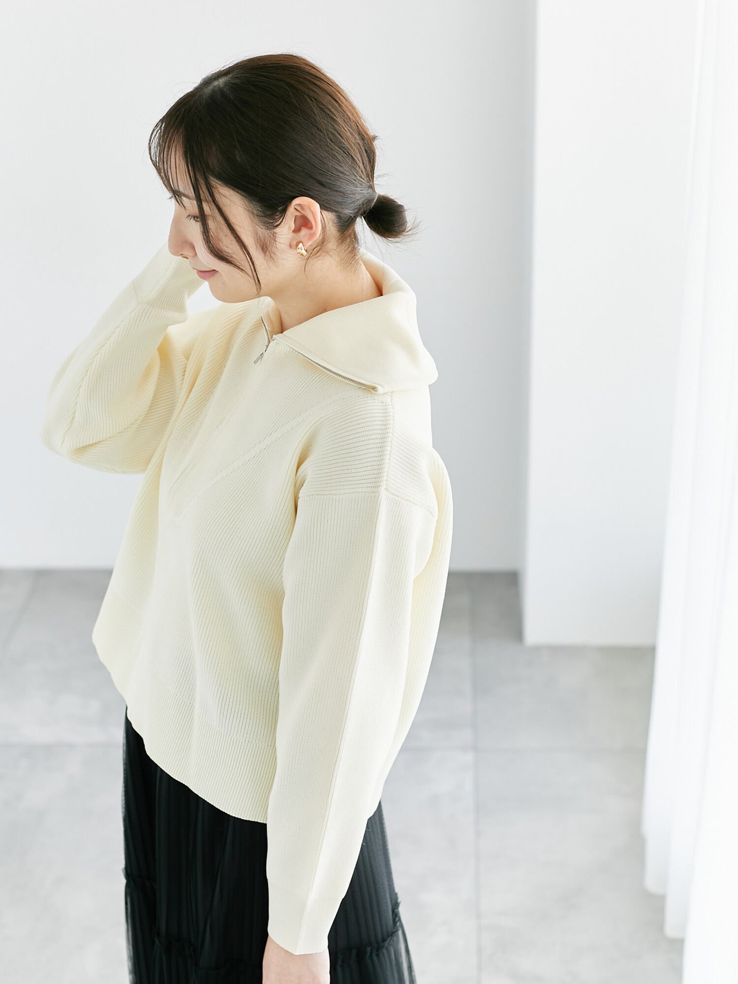 Te chichi｜無撚糸ハーフジップニット | Rakuten Fashion(楽天